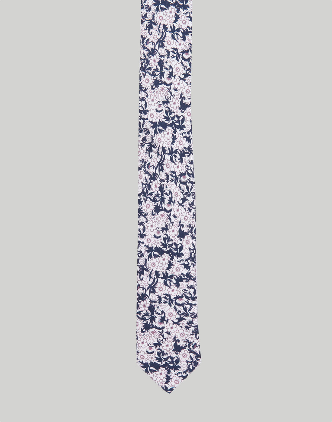 White Floral Print Tie