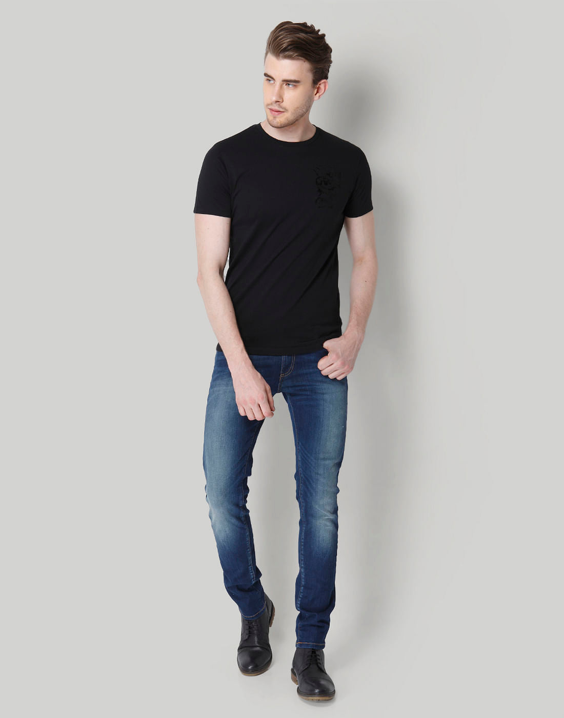 Black Graphic Print Crew Neck T-Shirt