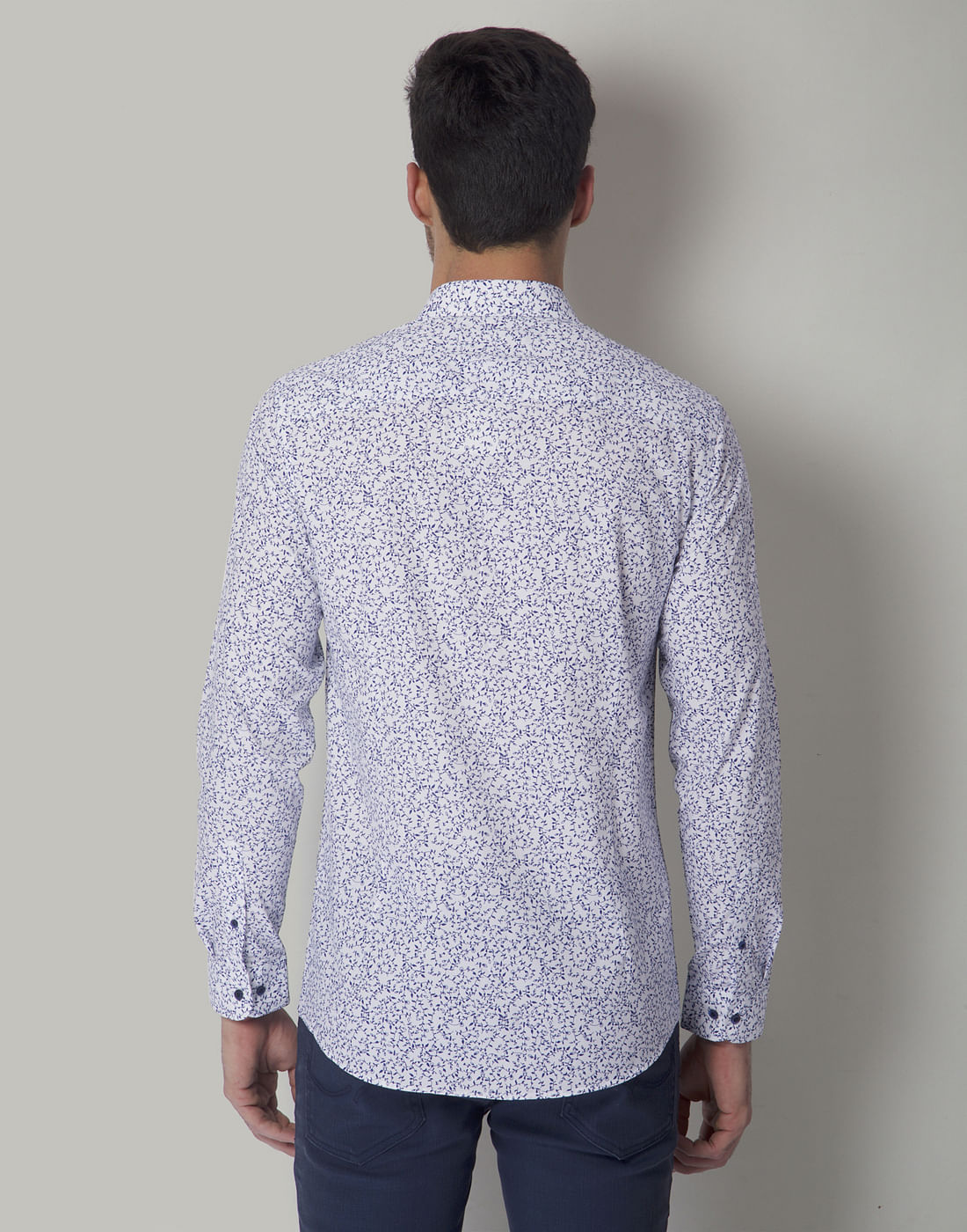 White All Over Print Full Sleeves Shirt