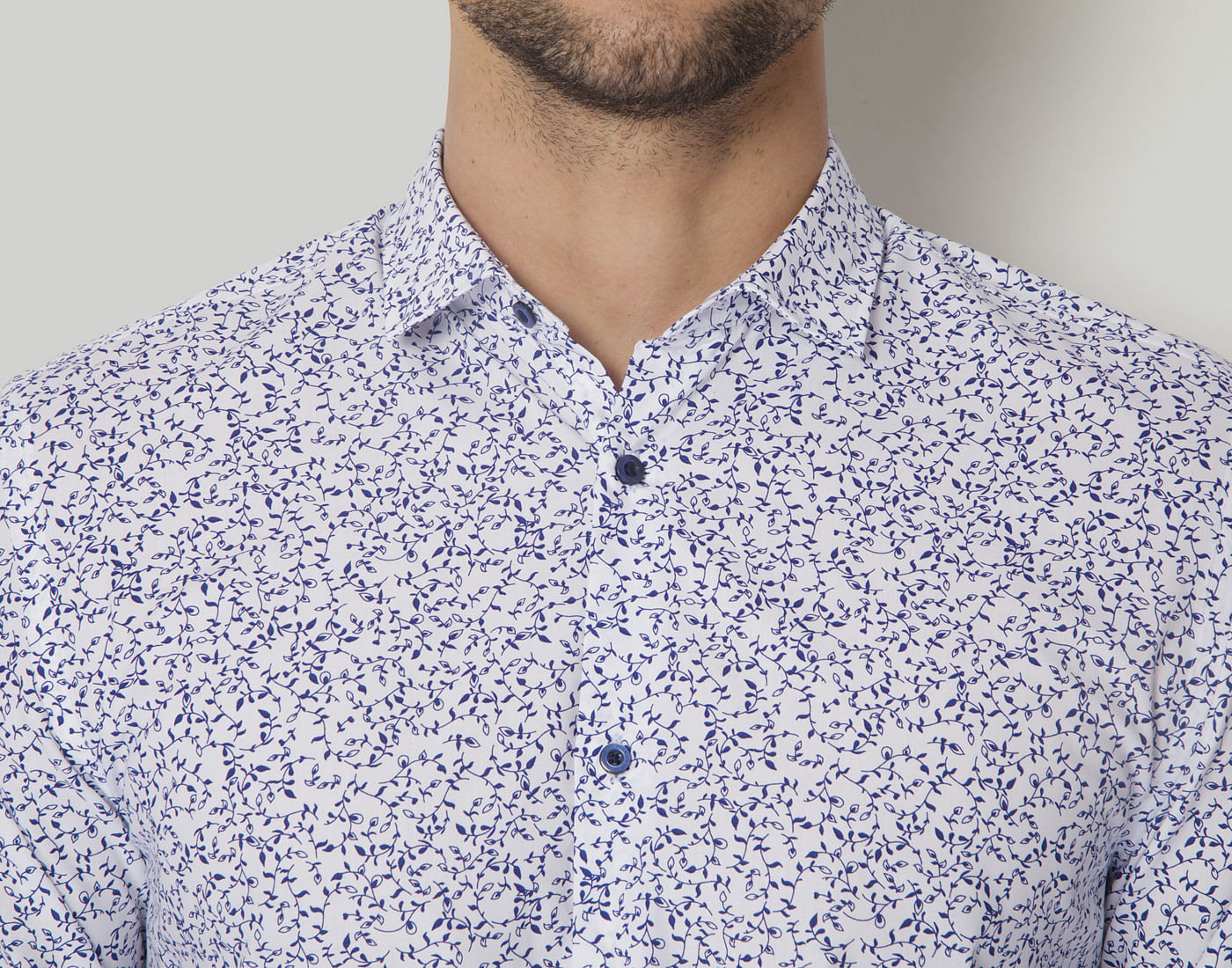 White All Over Print Full Sleeves Shirt