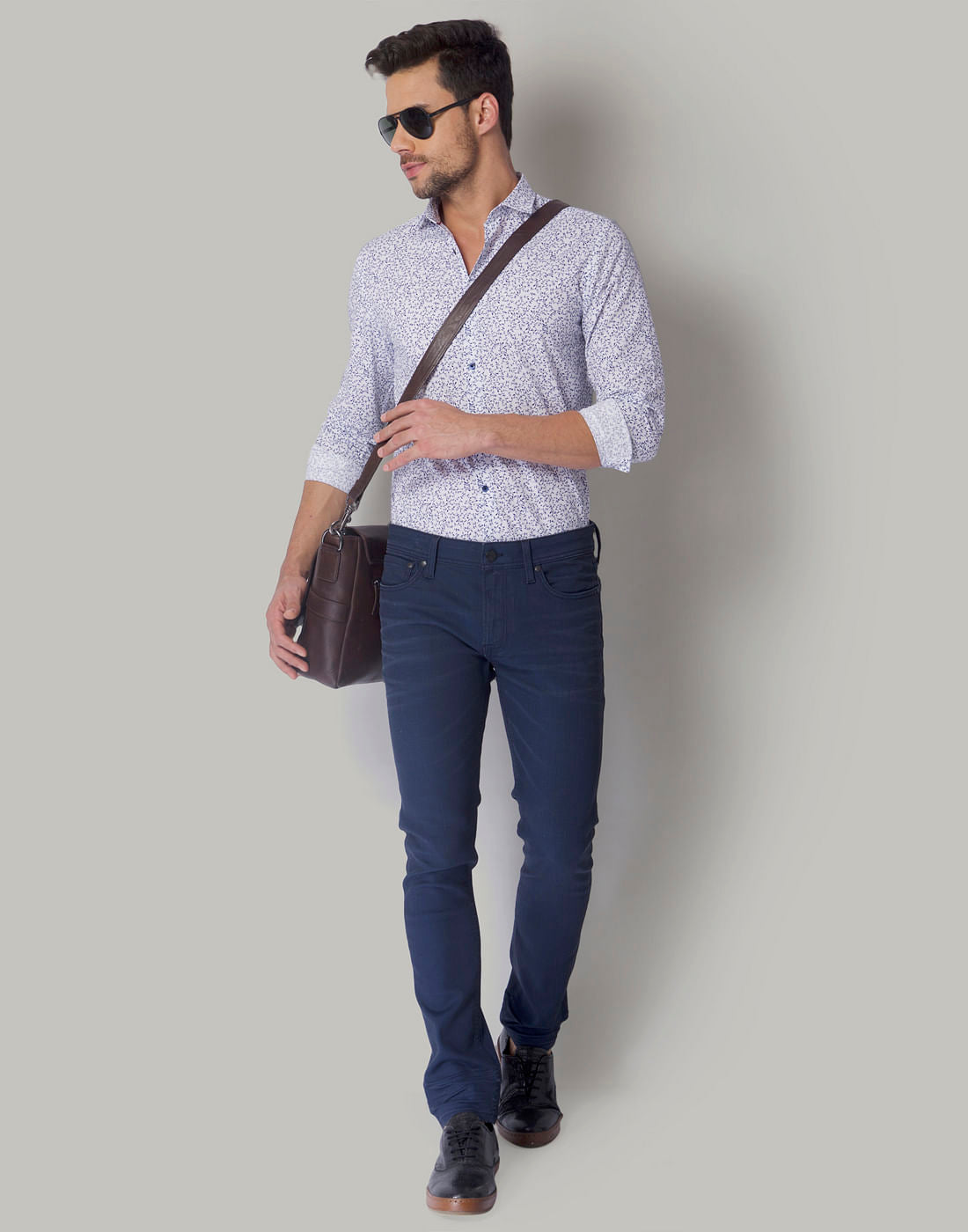 White All Over Print Full Sleeves Shirt
