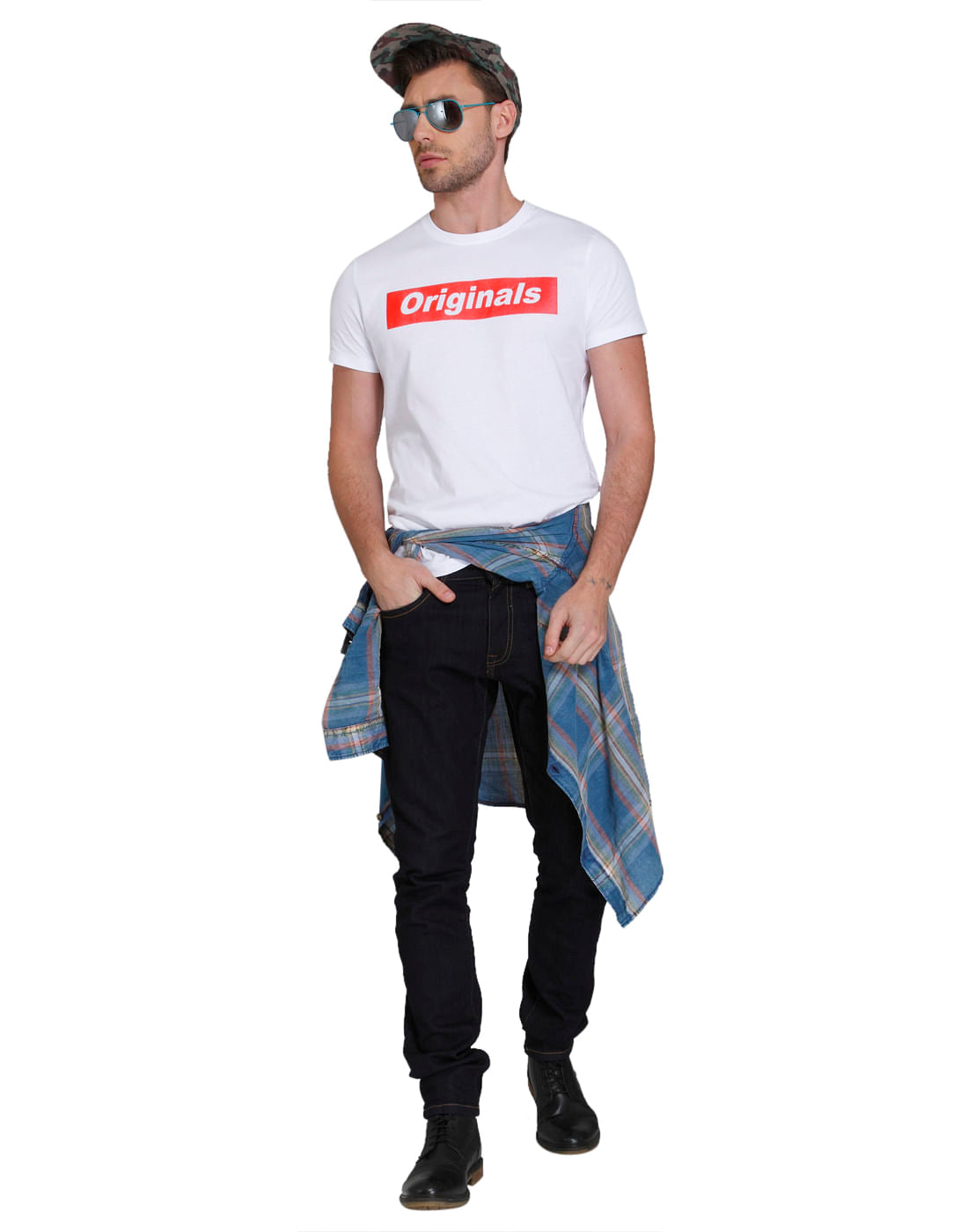 White Text Print Crew Neck T-Shirt