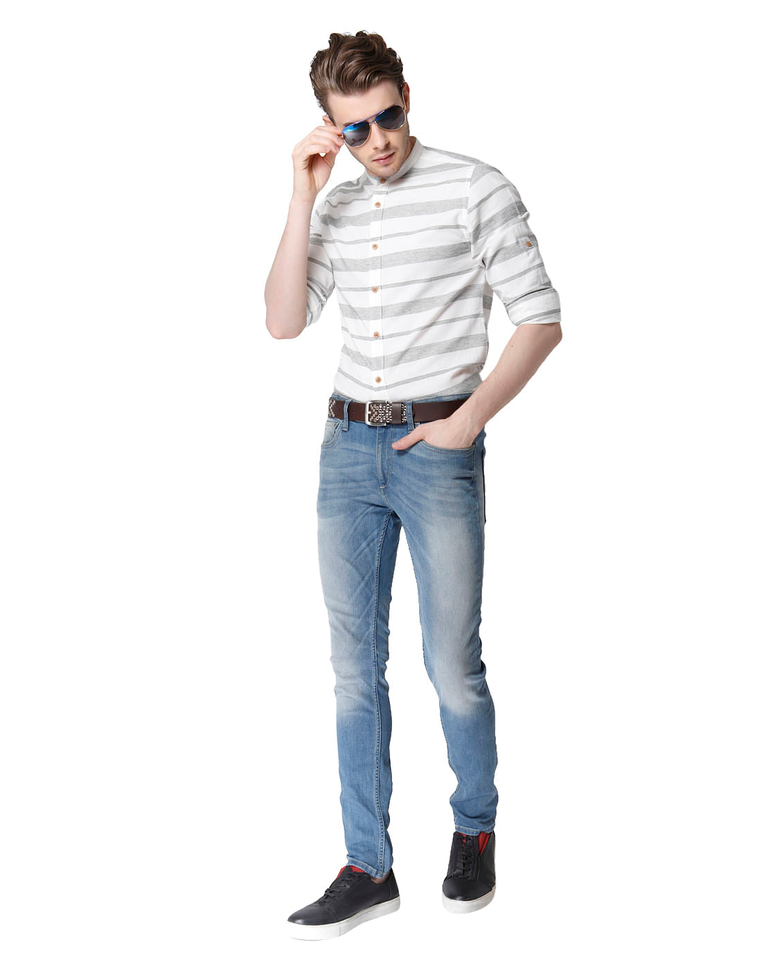 White Striped Full Sleeves Shirt