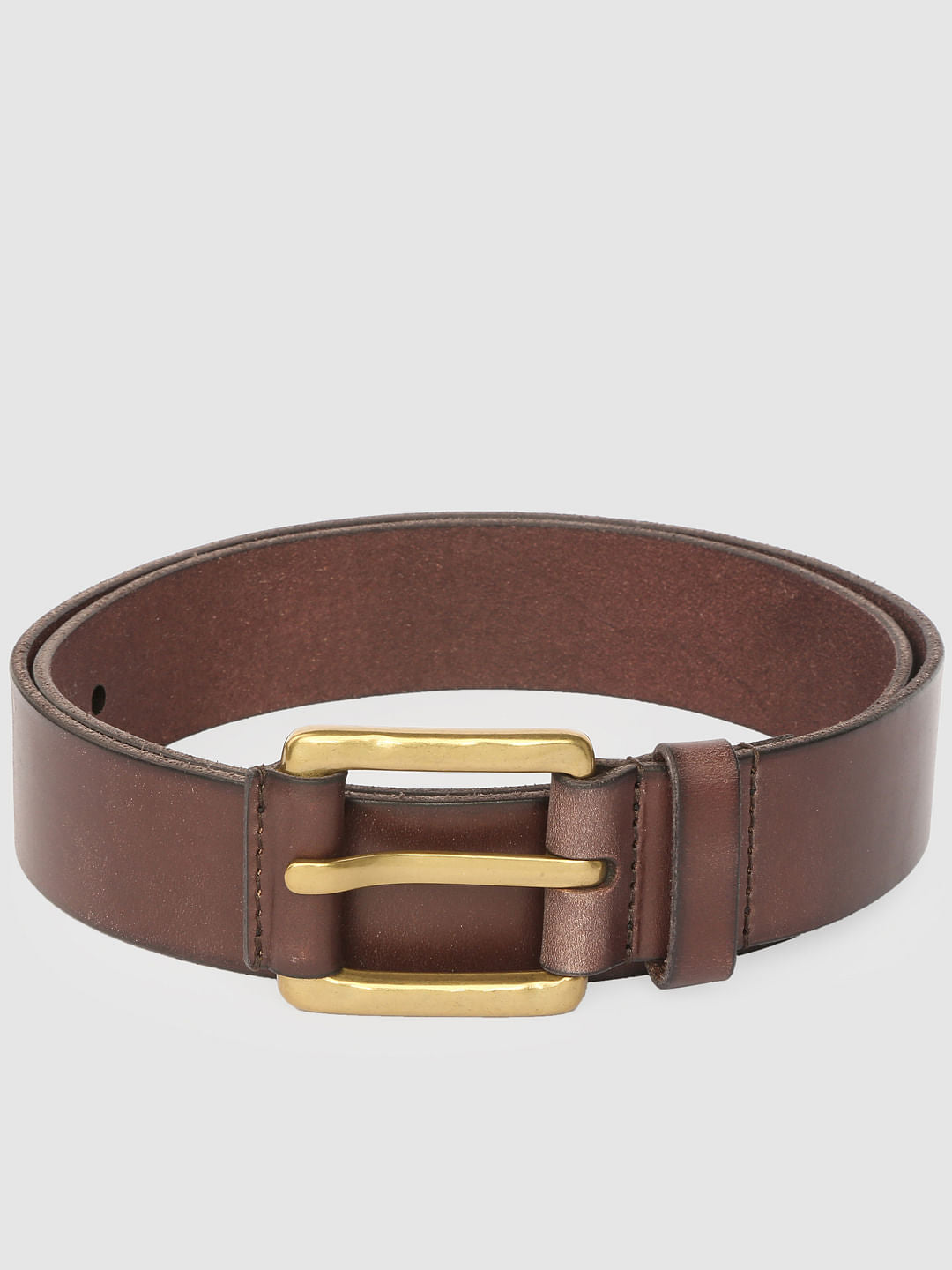Chocolate Brown Leather Belt - 32