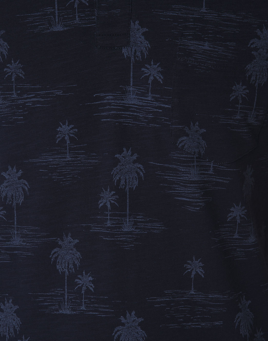 Navy Blue All Over Print Polo Neck T-Shirt