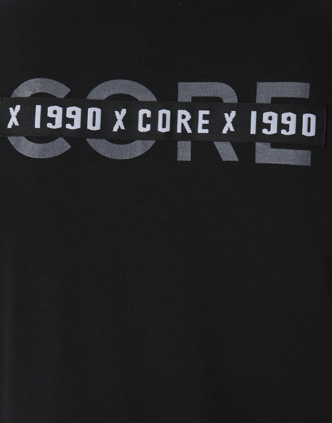 Black Text Print Crew Neck T-Shirt