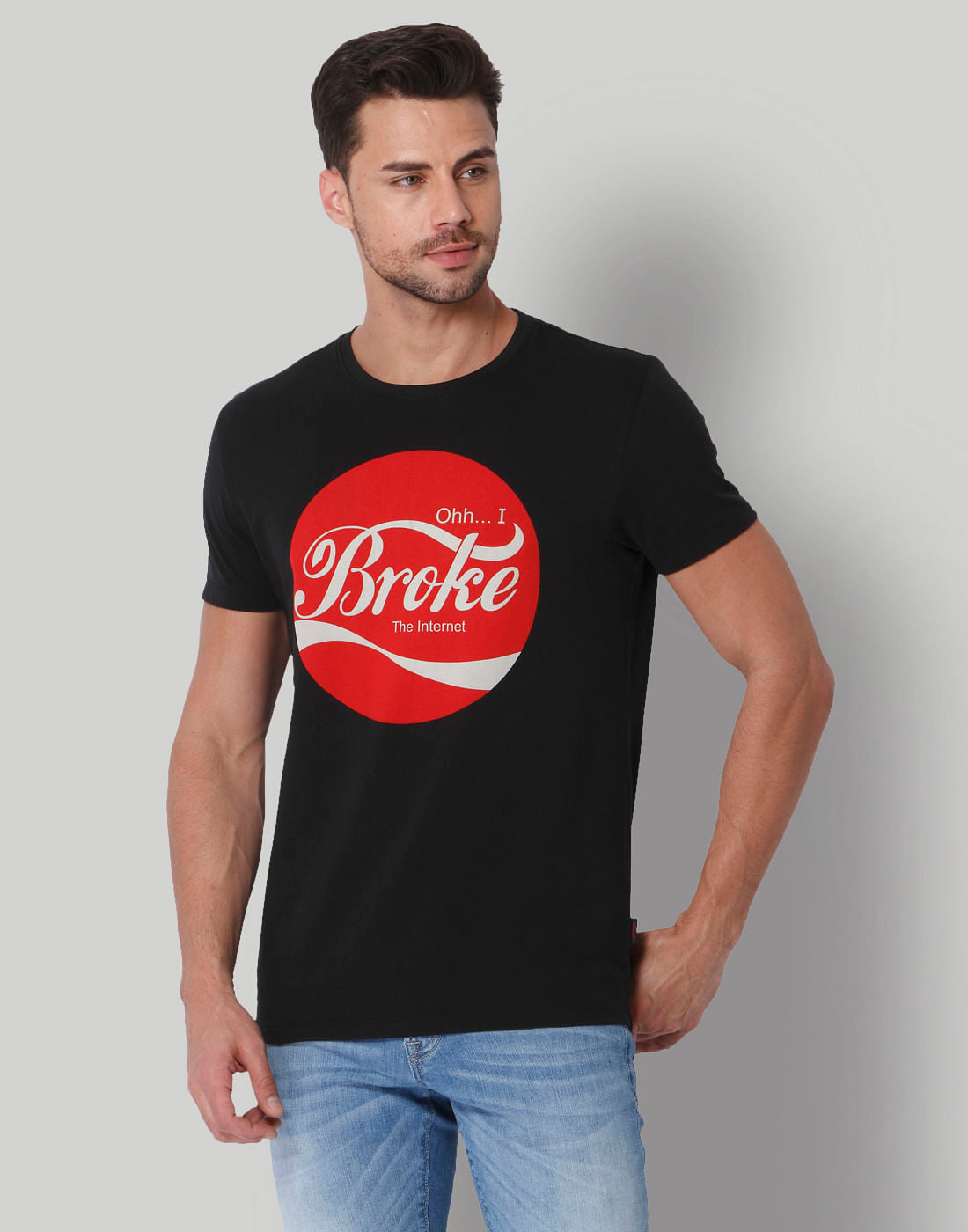 Black Crew Neck T-Shirt - S