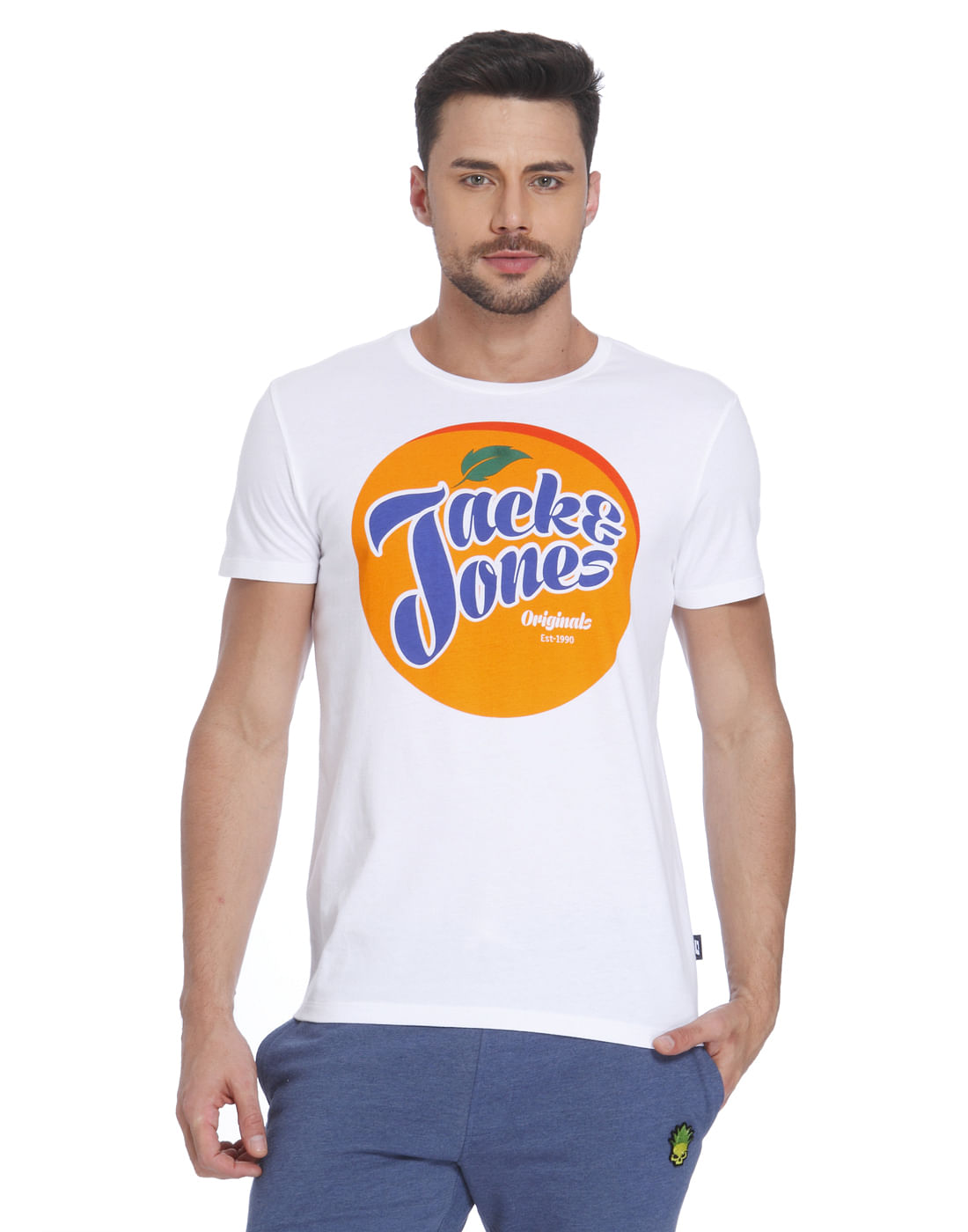 White Crew Neck T-Shirt - S