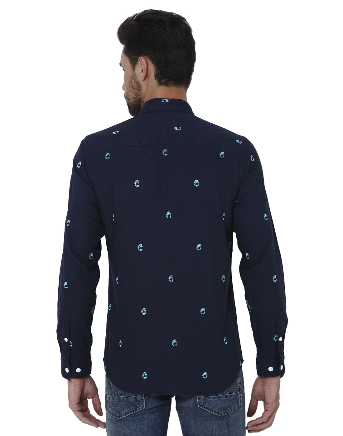 Blue All Over Print Full Sleeves Shirt