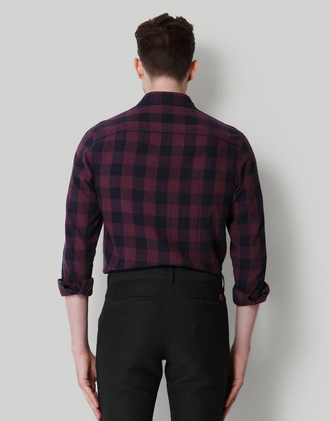 Navy Blue Check Full Sleeves Shirt