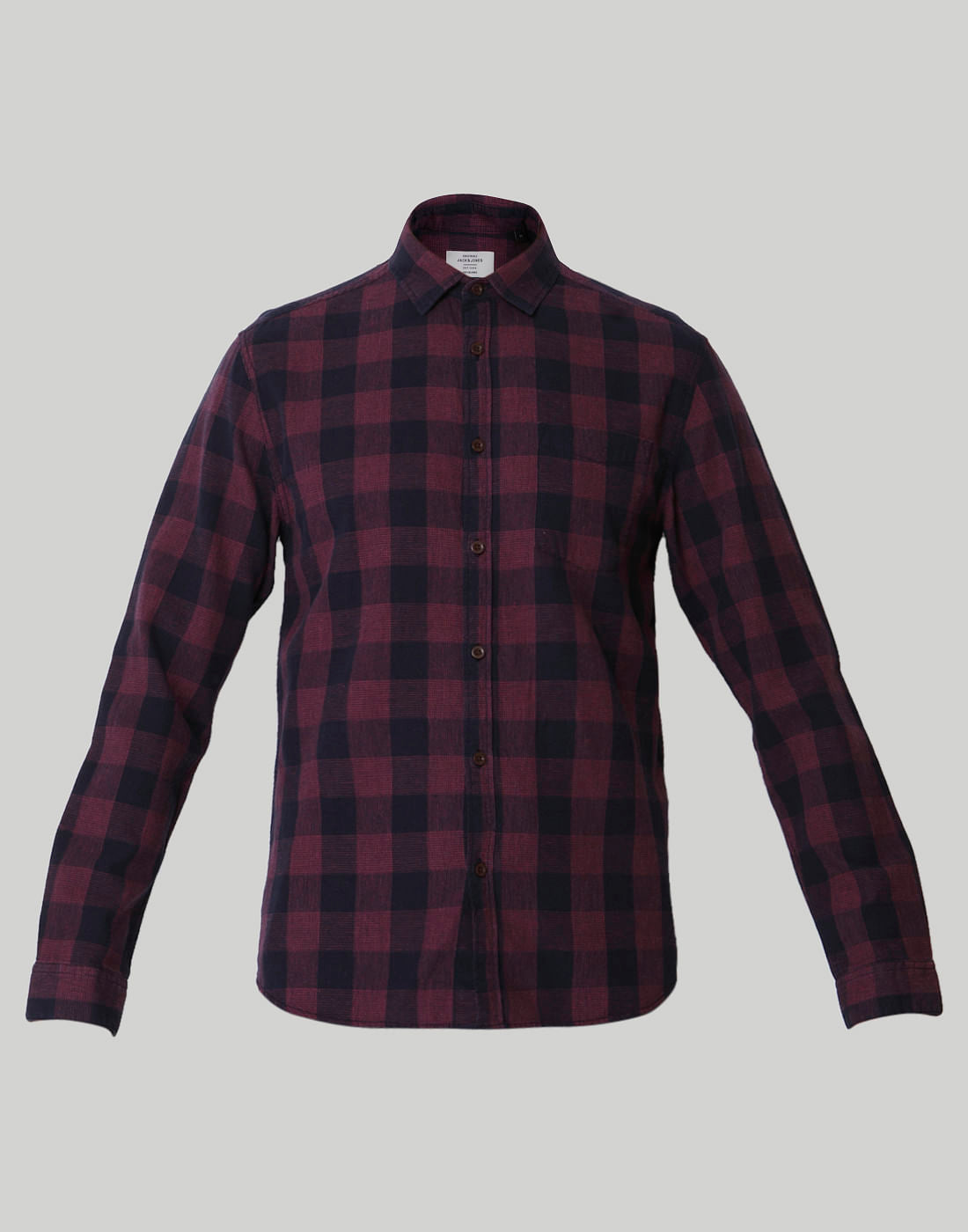 Navy Blue Check Full Sleeves Shirt