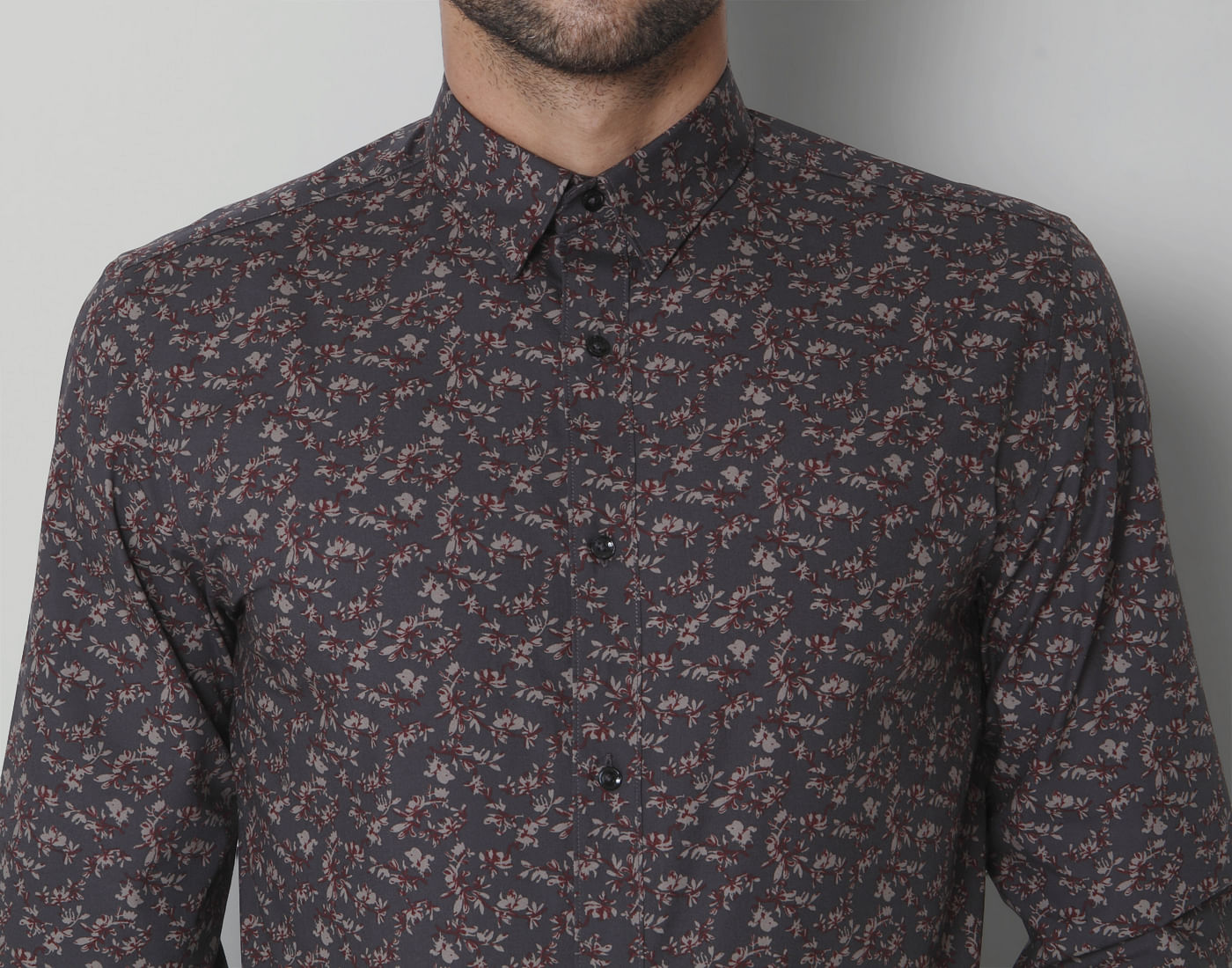 Grey All Over Print Full Sleeves Shirt