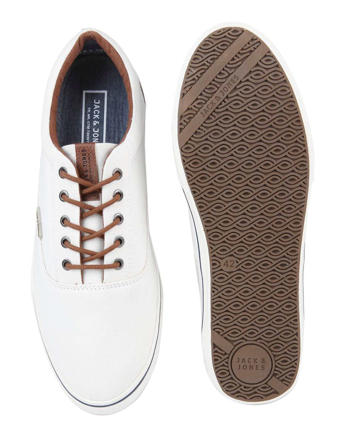 White Colourblocked Canvas Sneakers