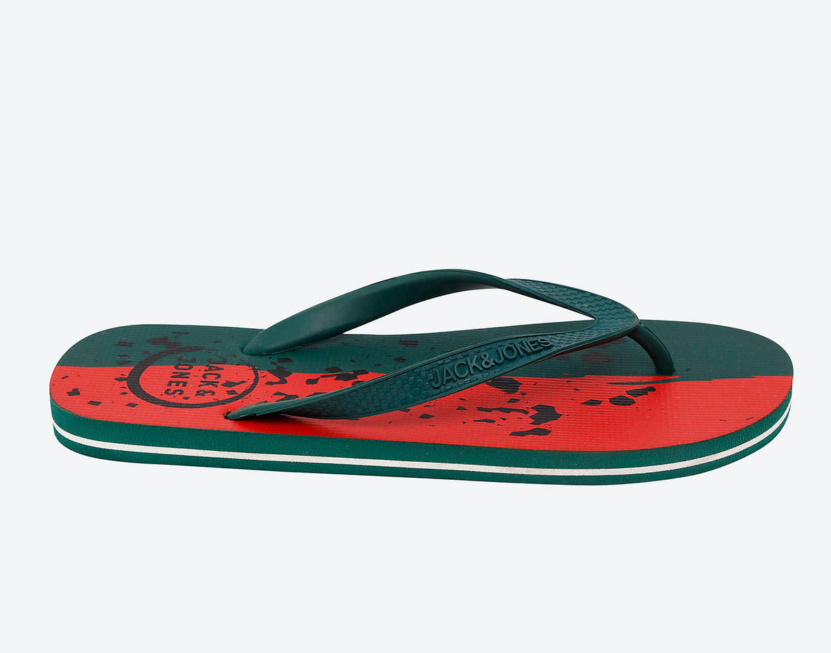 Green & Red Flag Print Flip Flops - 40/41