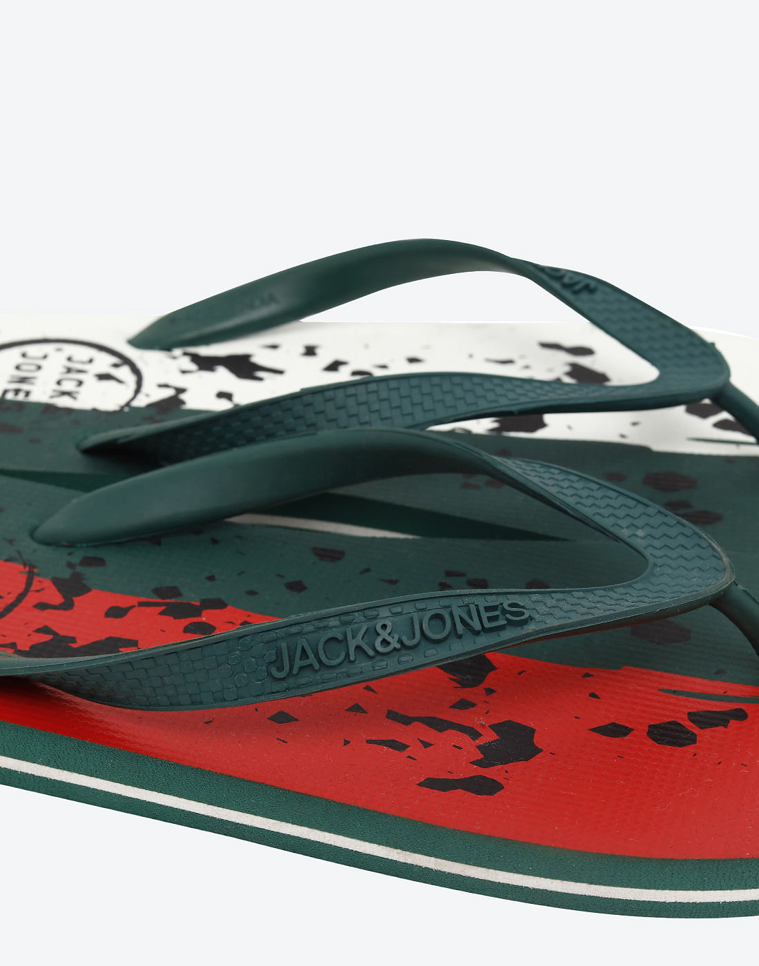 Green & Red Flag Print Flip Flops