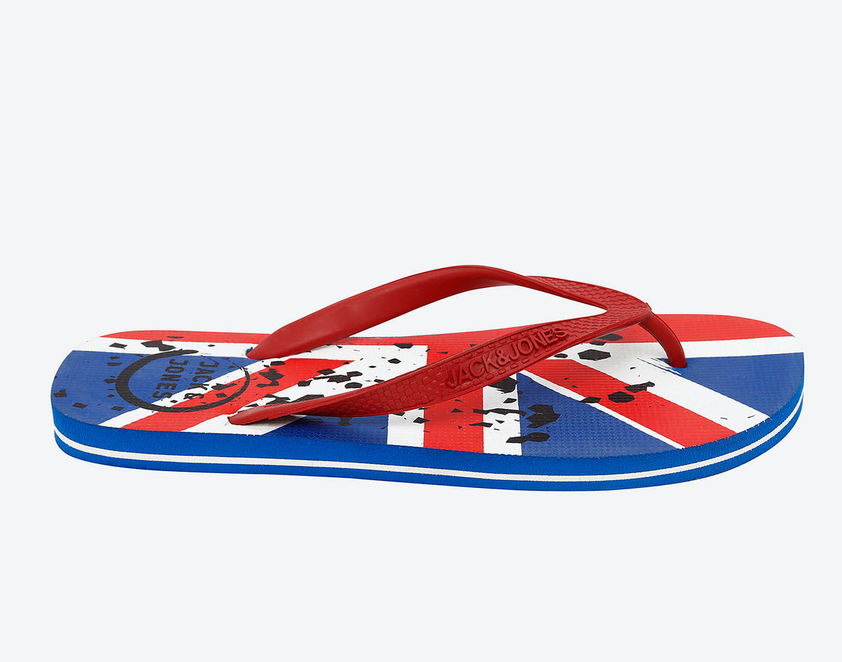 Blue & Red Flag Print Flip Flops - 40/41