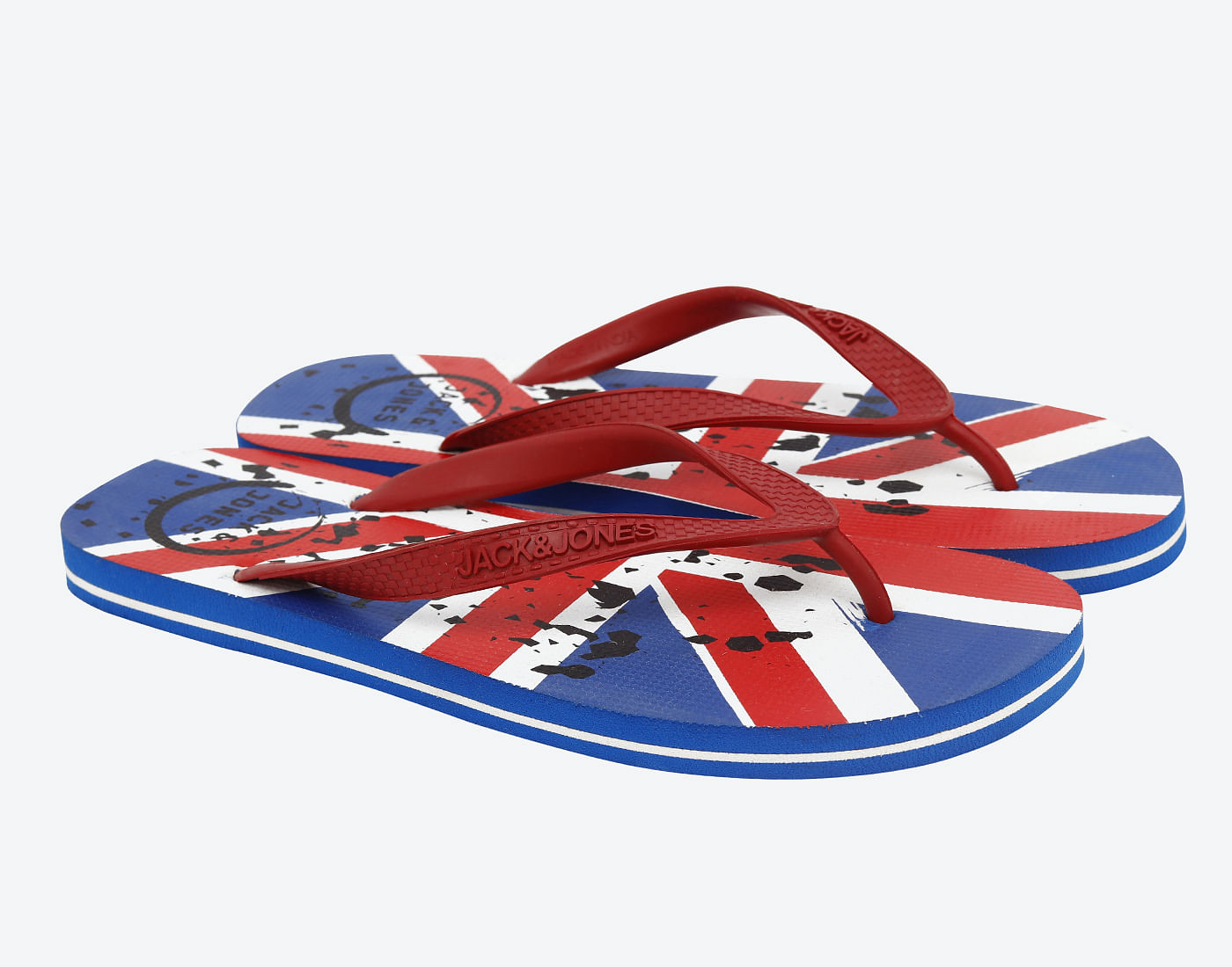 Blue & Red Flag Print Flip Flops