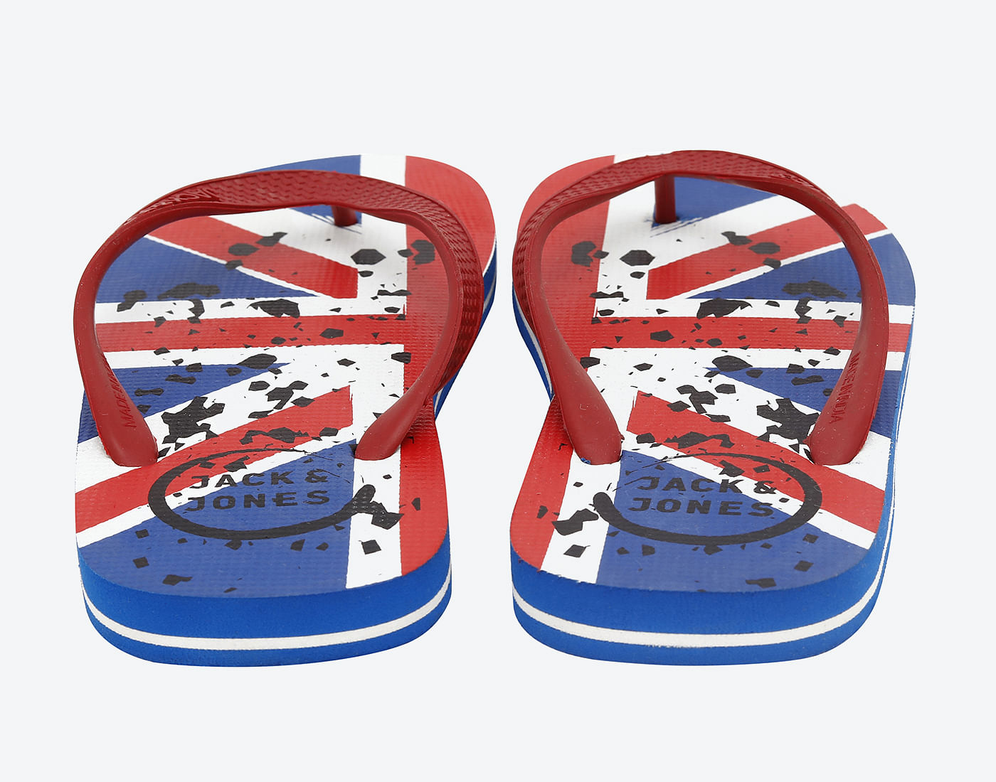 Blue & Red Flag Print Flip Flops
