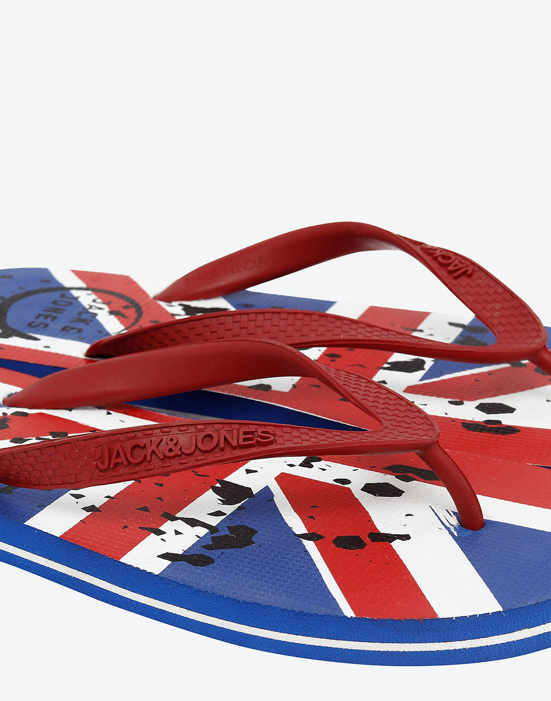 Blue & Red Flag Print Flip Flops