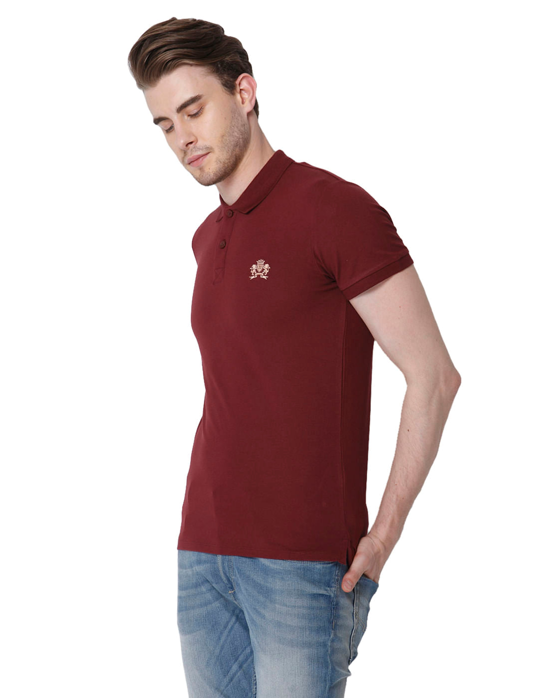 Maroon Polo Neck T-shirt