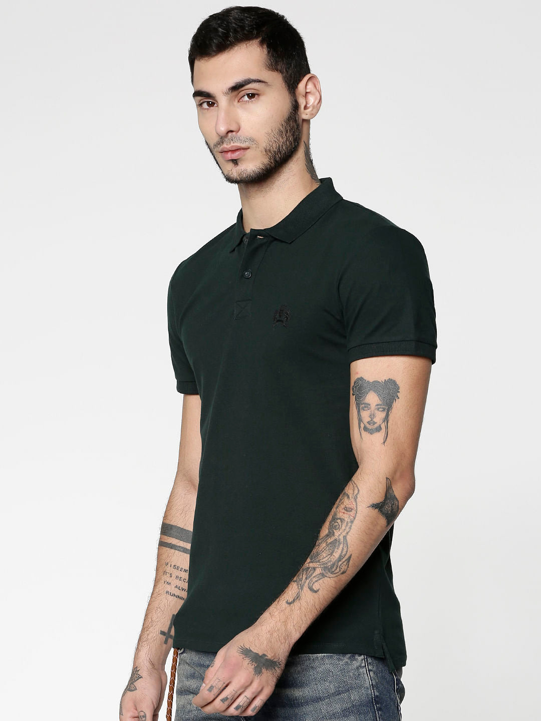 Dark Green Polo Neck T-Shirt