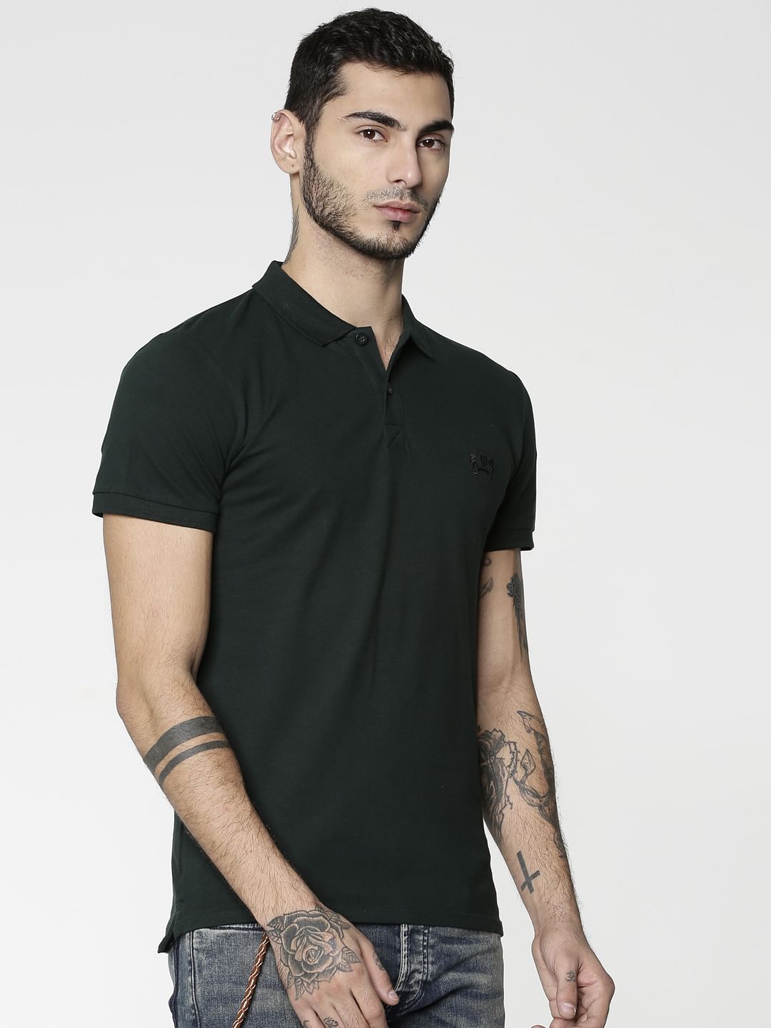 Dark Green Polo Neck T-Shirt