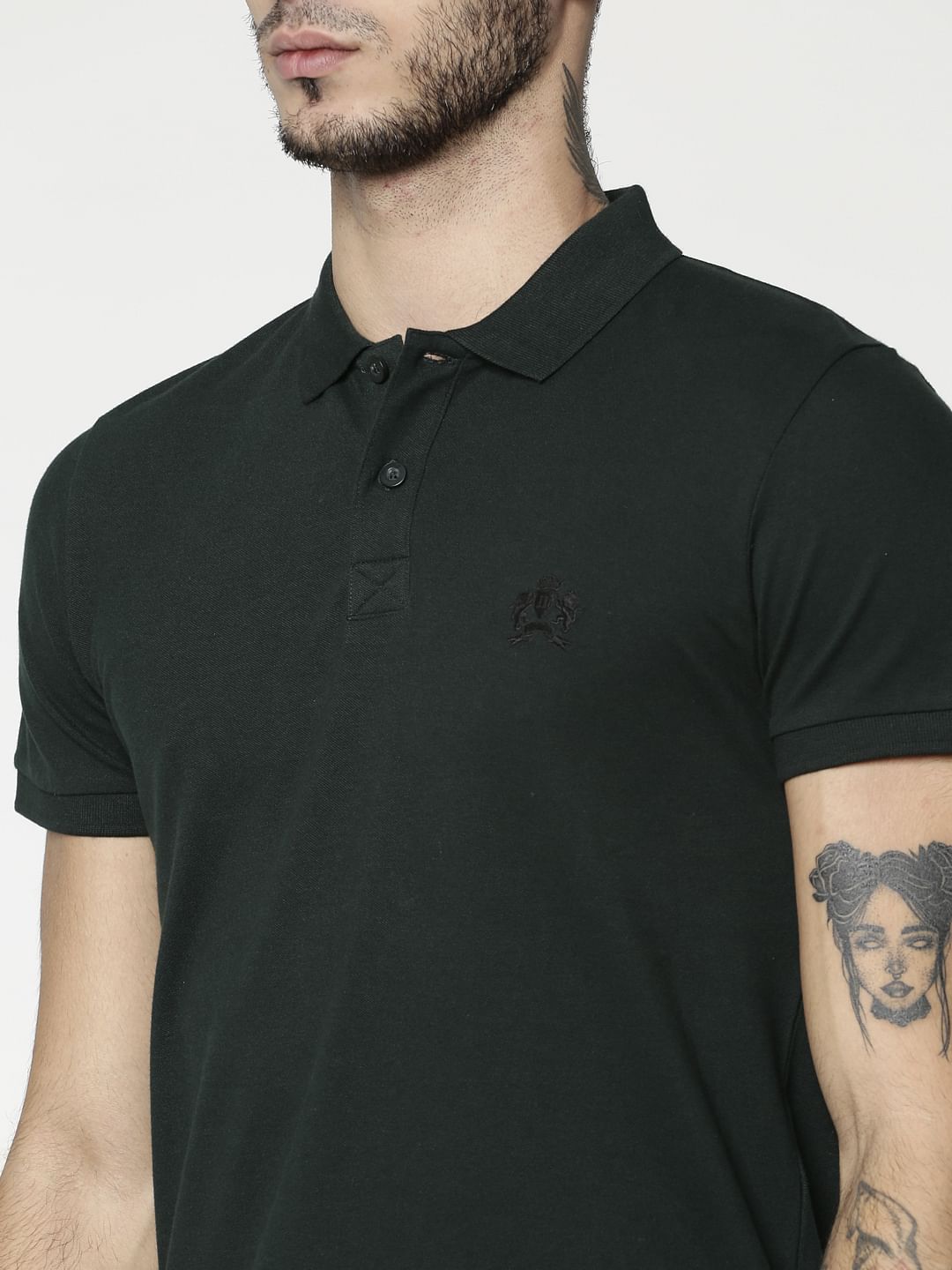 Dark Green Polo Neck T-Shirt