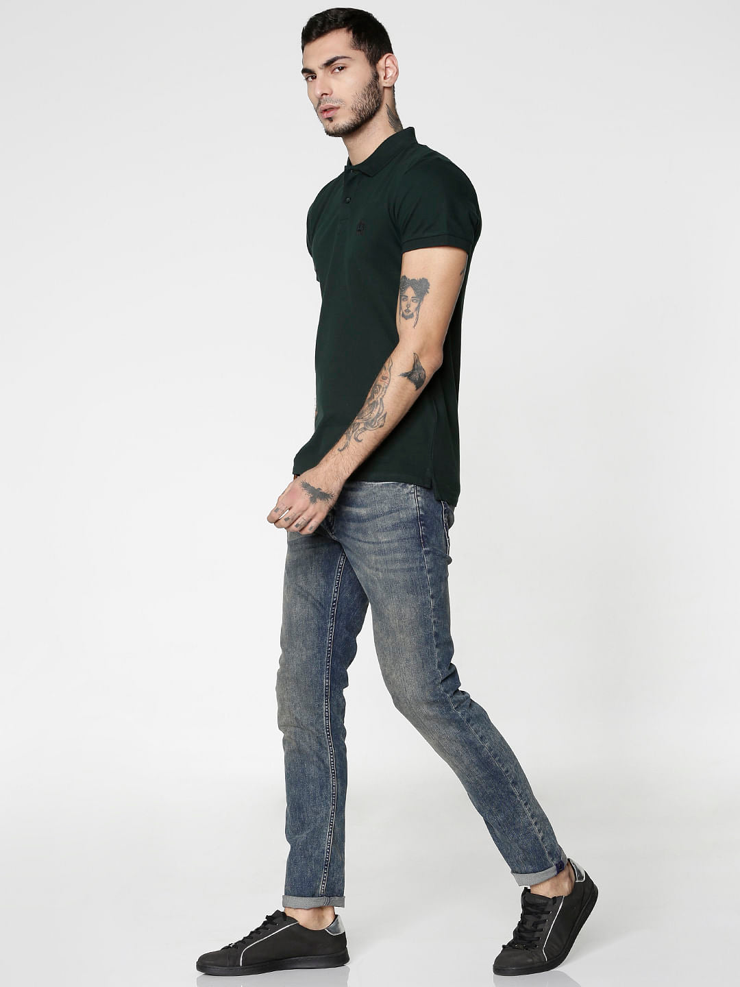 Dark Green Polo Neck T-Shirt