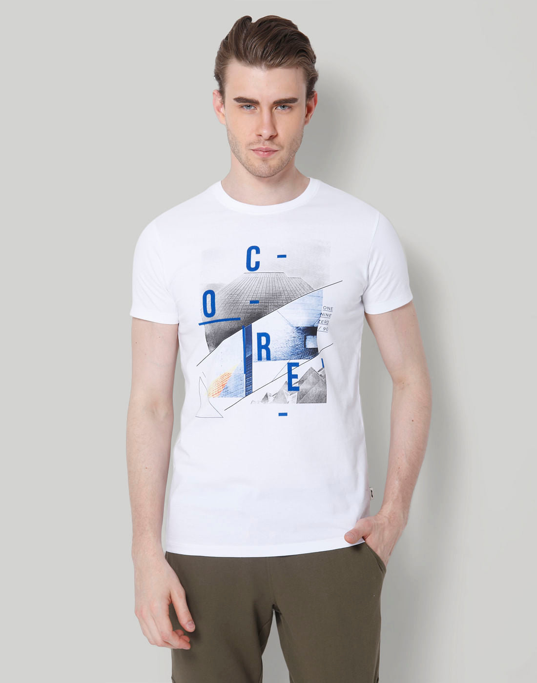 White Graphic Print Crew Neck T-Shirt - S