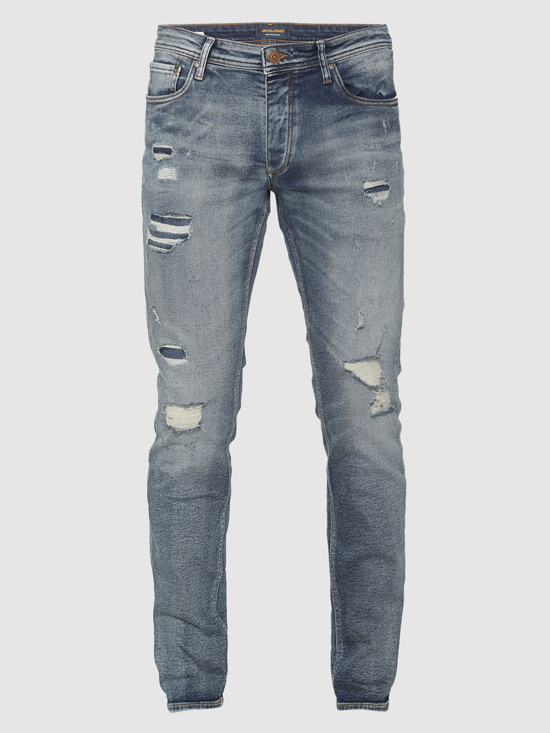 Blue Low Rise Ripped Tim Anti Fit Jeans