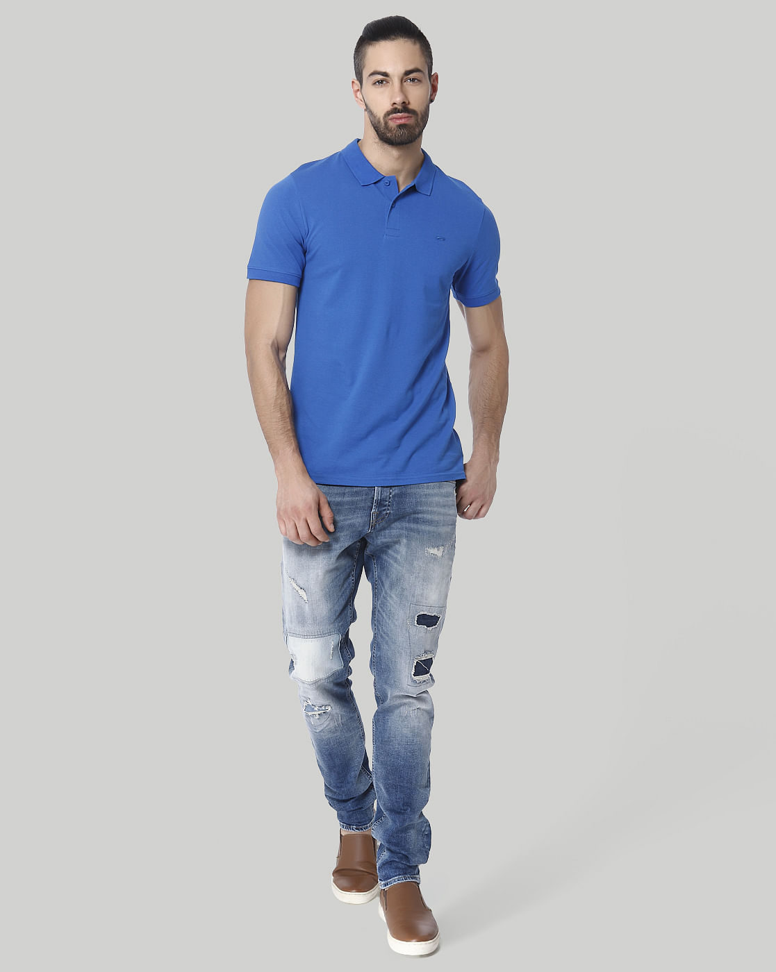 Blue Polo Neck T-Shirt