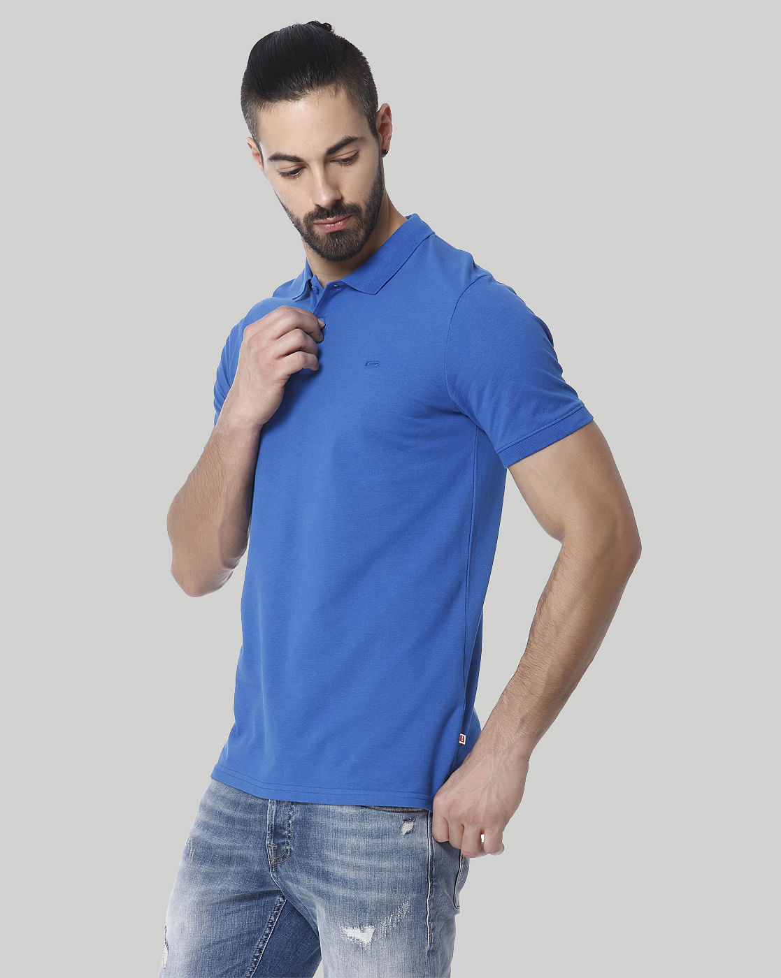 Blue Polo Neck T-Shirt