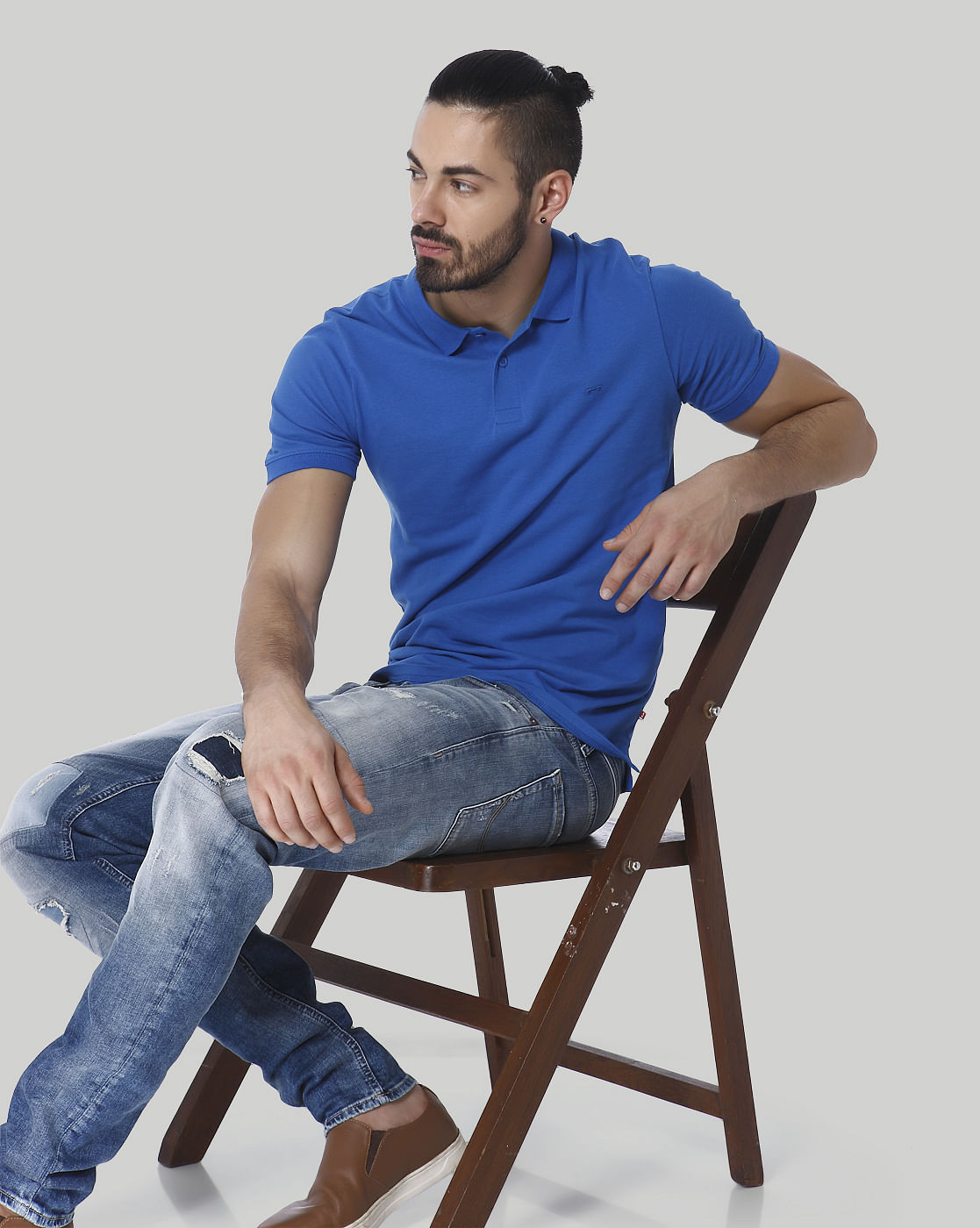 Blue Polo Neck T-Shirt