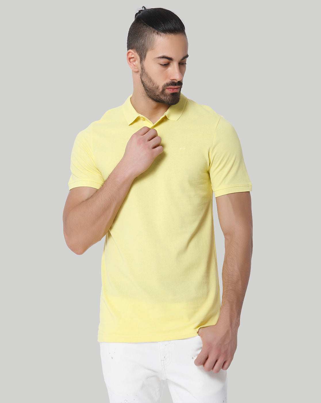 Yellow Polo Neck T-Shirt - S