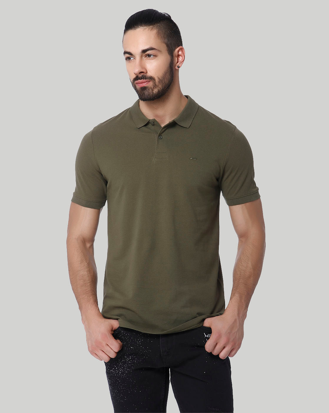 Green Polo Neck T-Shirt - S