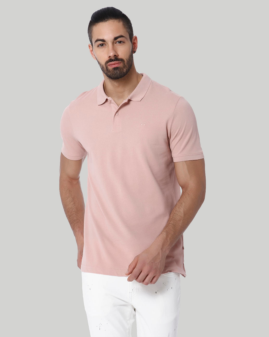 Pink Polo Neck T-Shirt - S