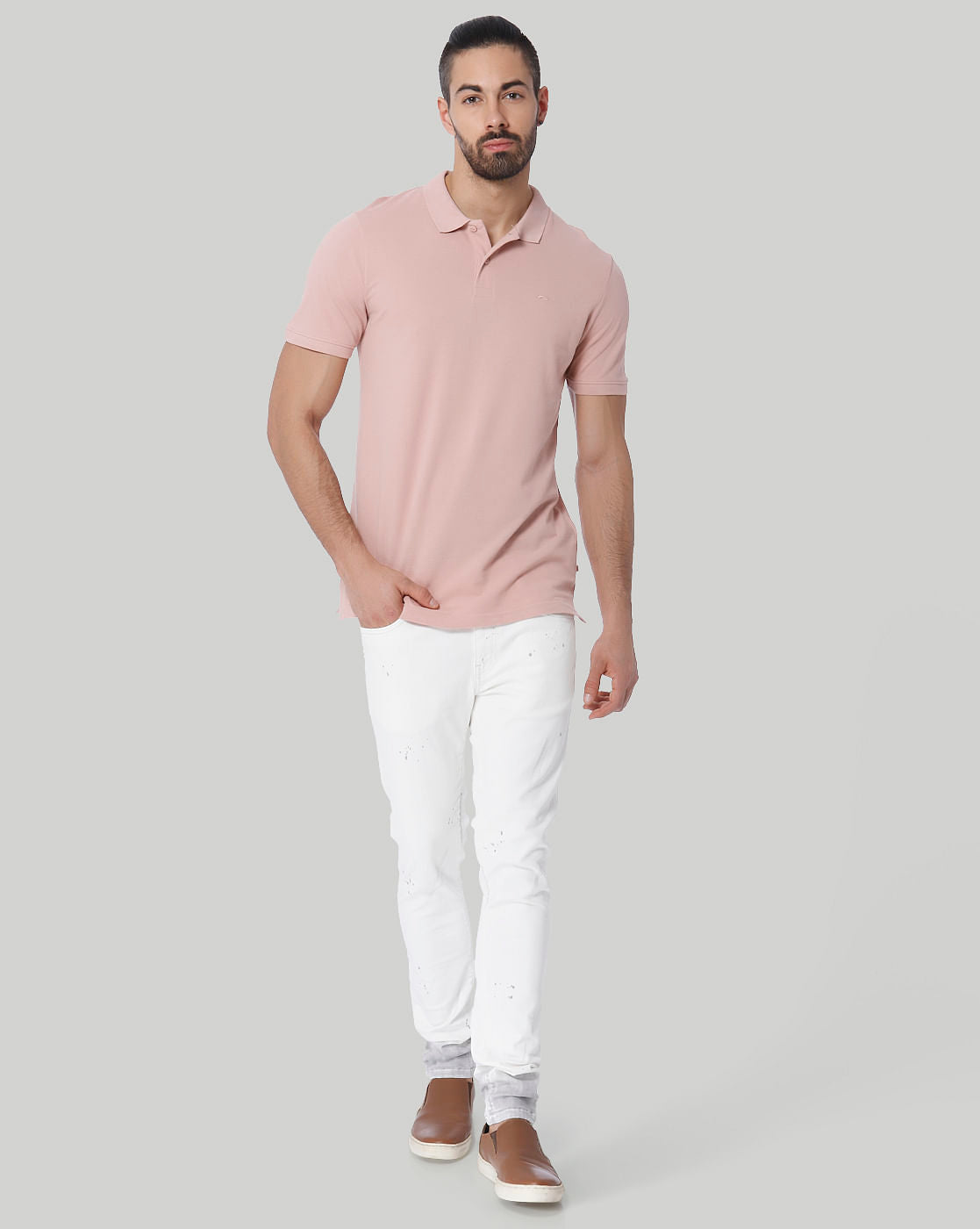 Pink Polo Neck T-Shirt