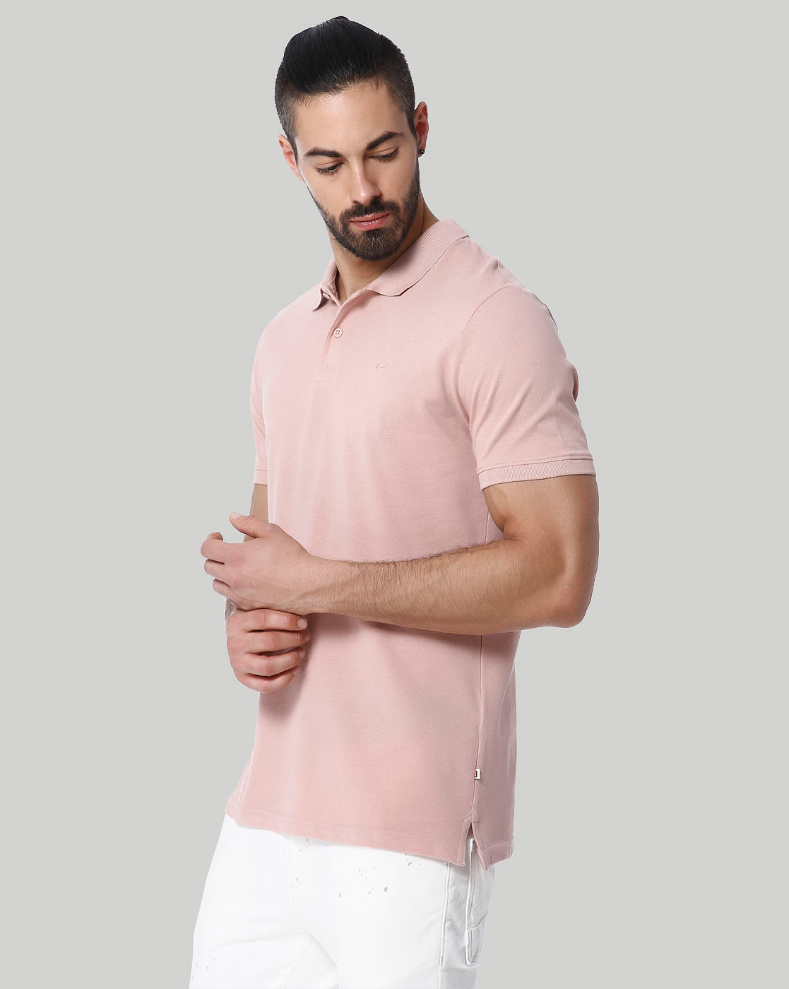 Pink Polo Neck T-Shirt