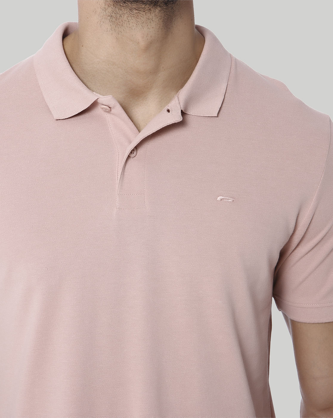 Pink Polo Neck T-Shirt