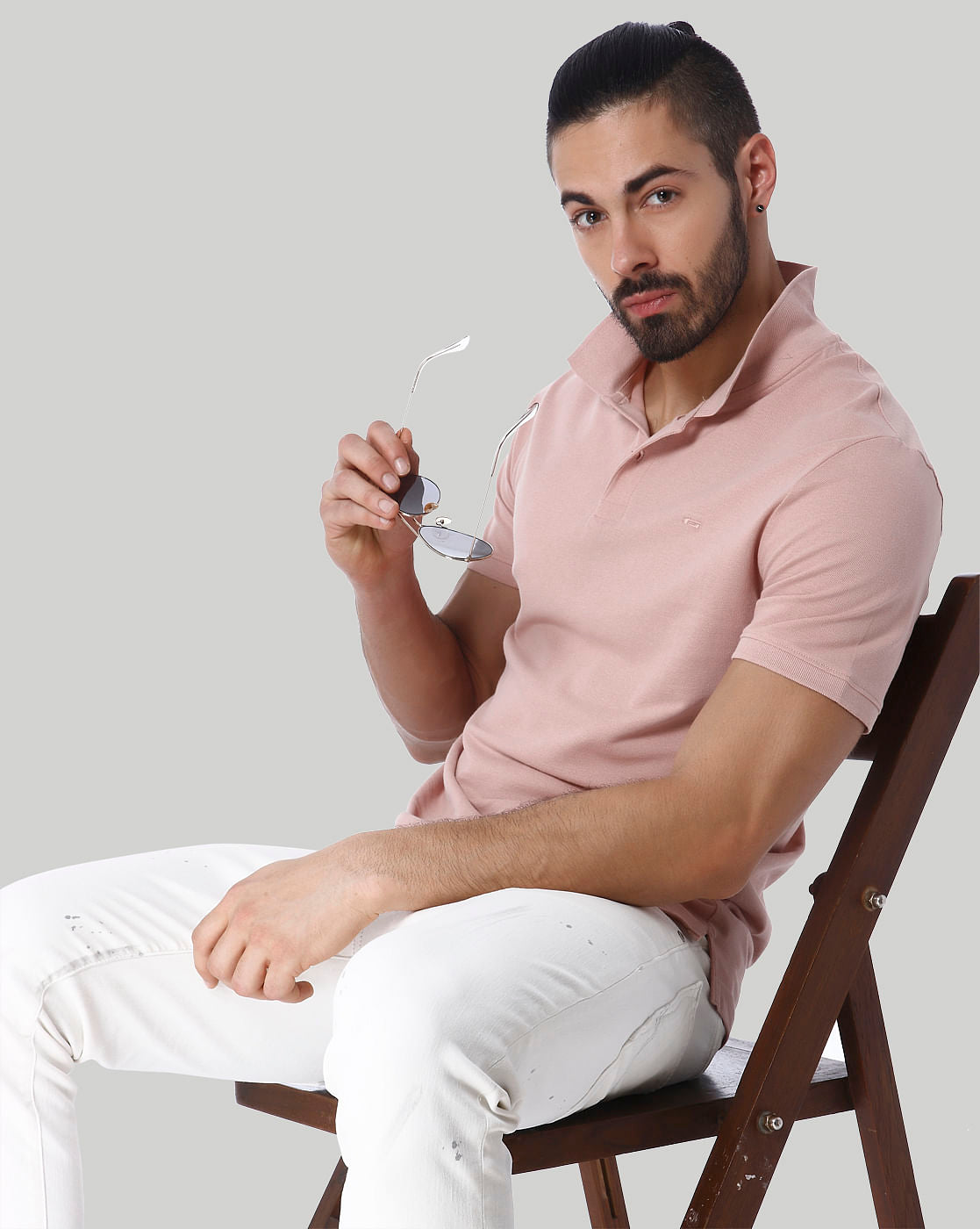 Pink Polo Neck T-Shirt