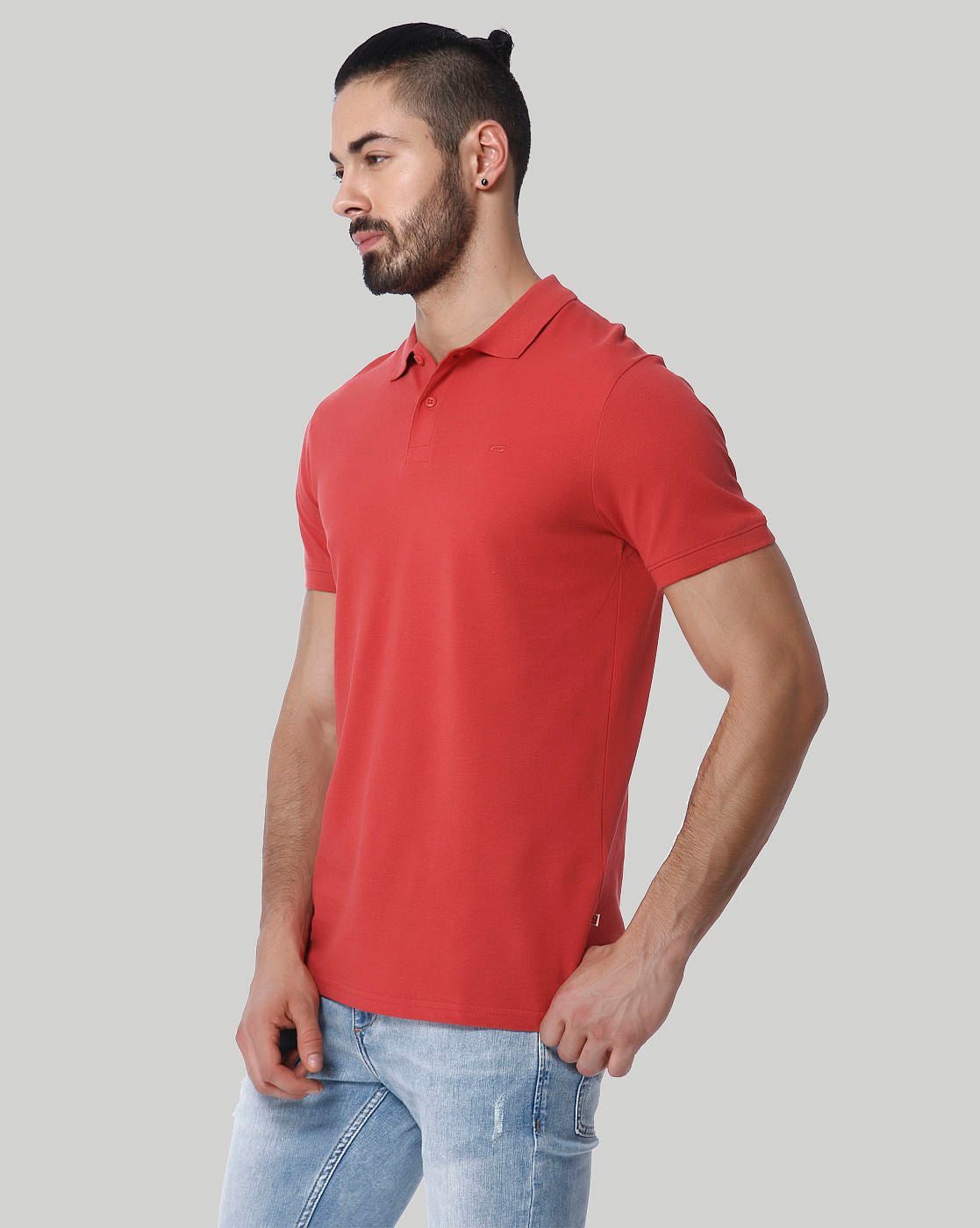 Red Polo Neck T-Shirt