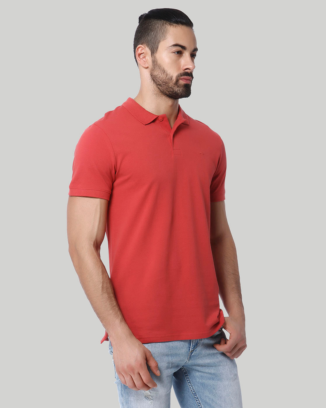 Red Polo Neck T-Shirt