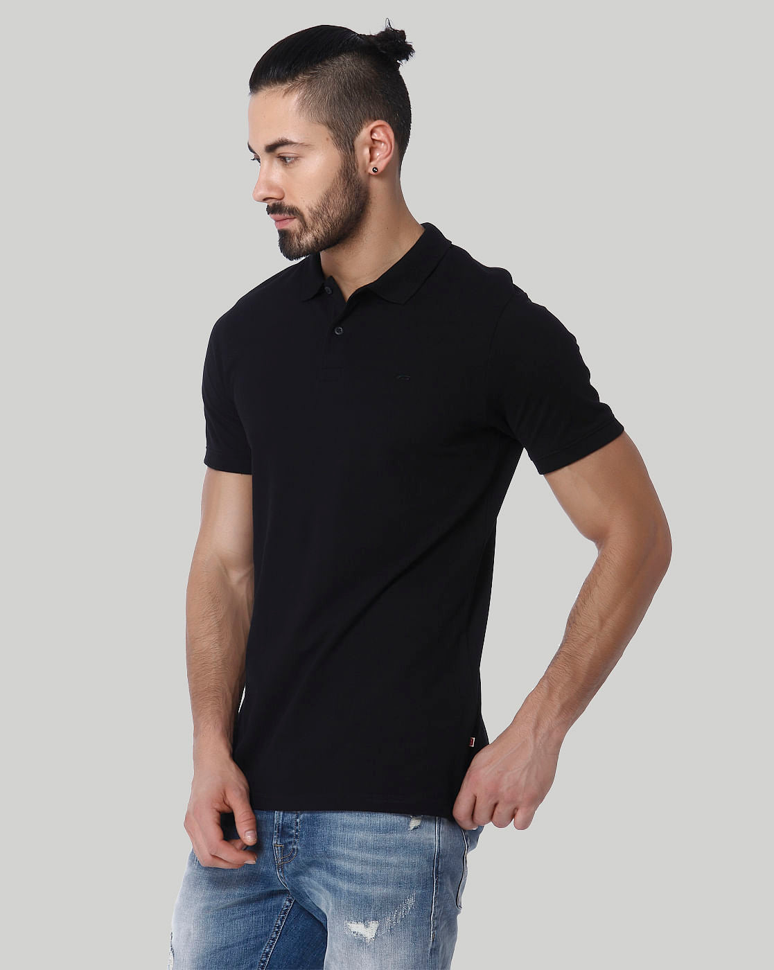 Black Polo Neck T-Shirt