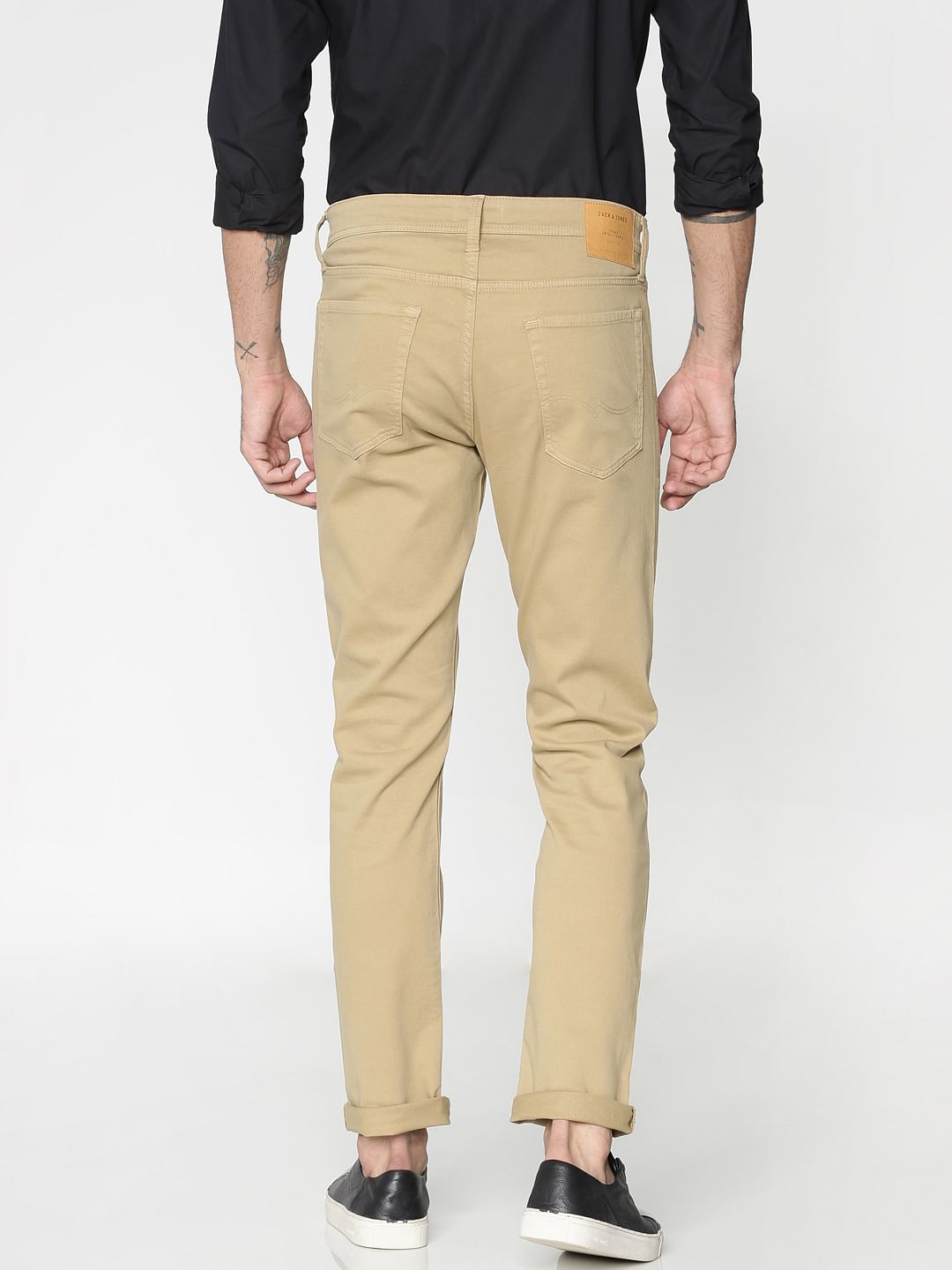 Brown Low Rise Over Dyed Slim Fit Pants