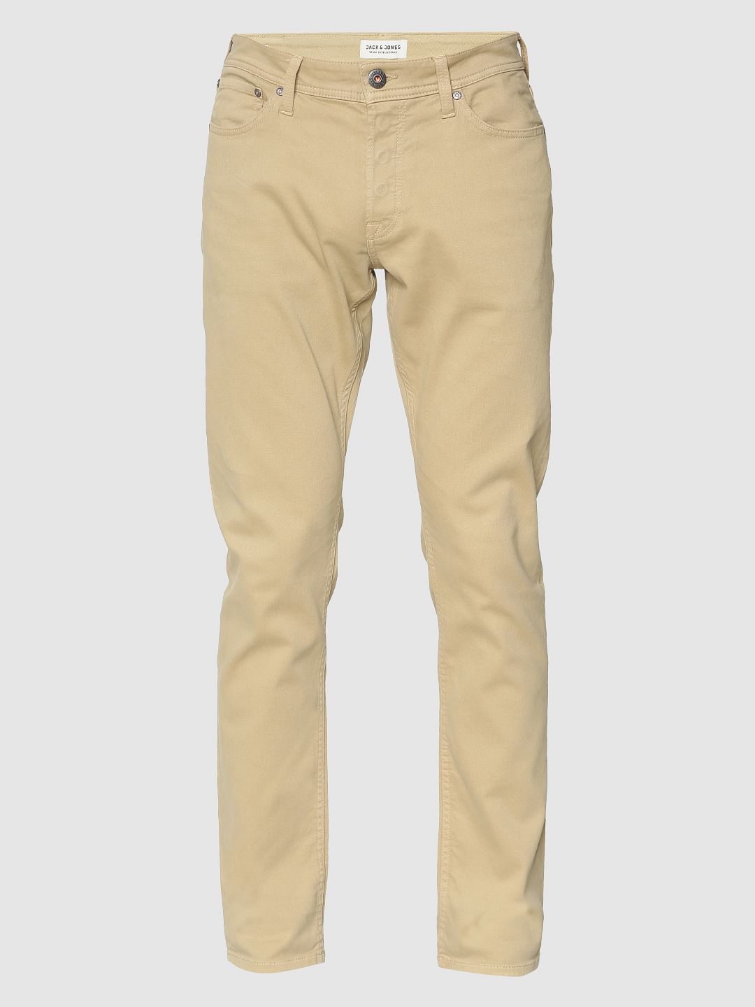 Brown Low Rise Over Dyed Slim Fit Pants