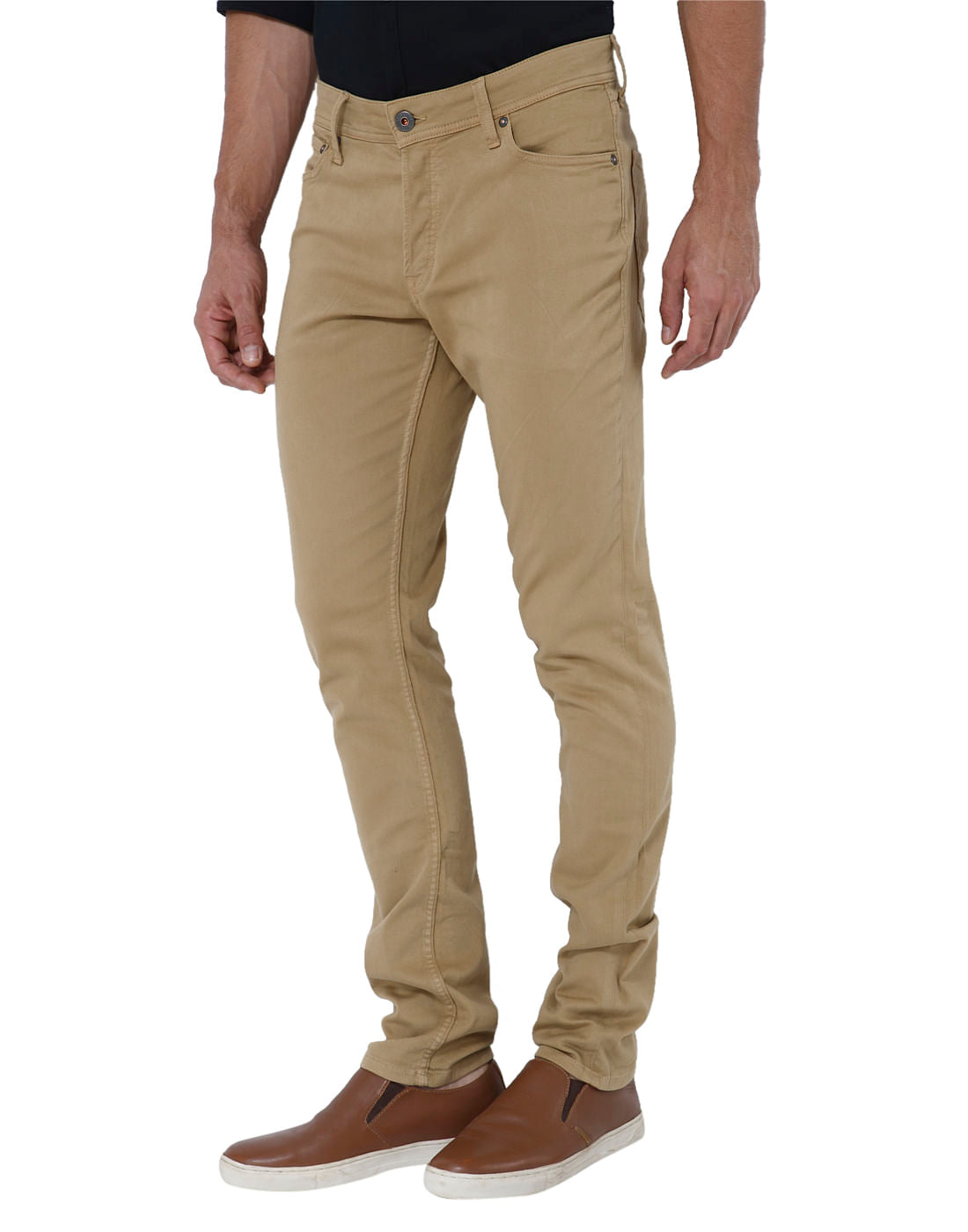Brown Low Rise Slim Fit Pants