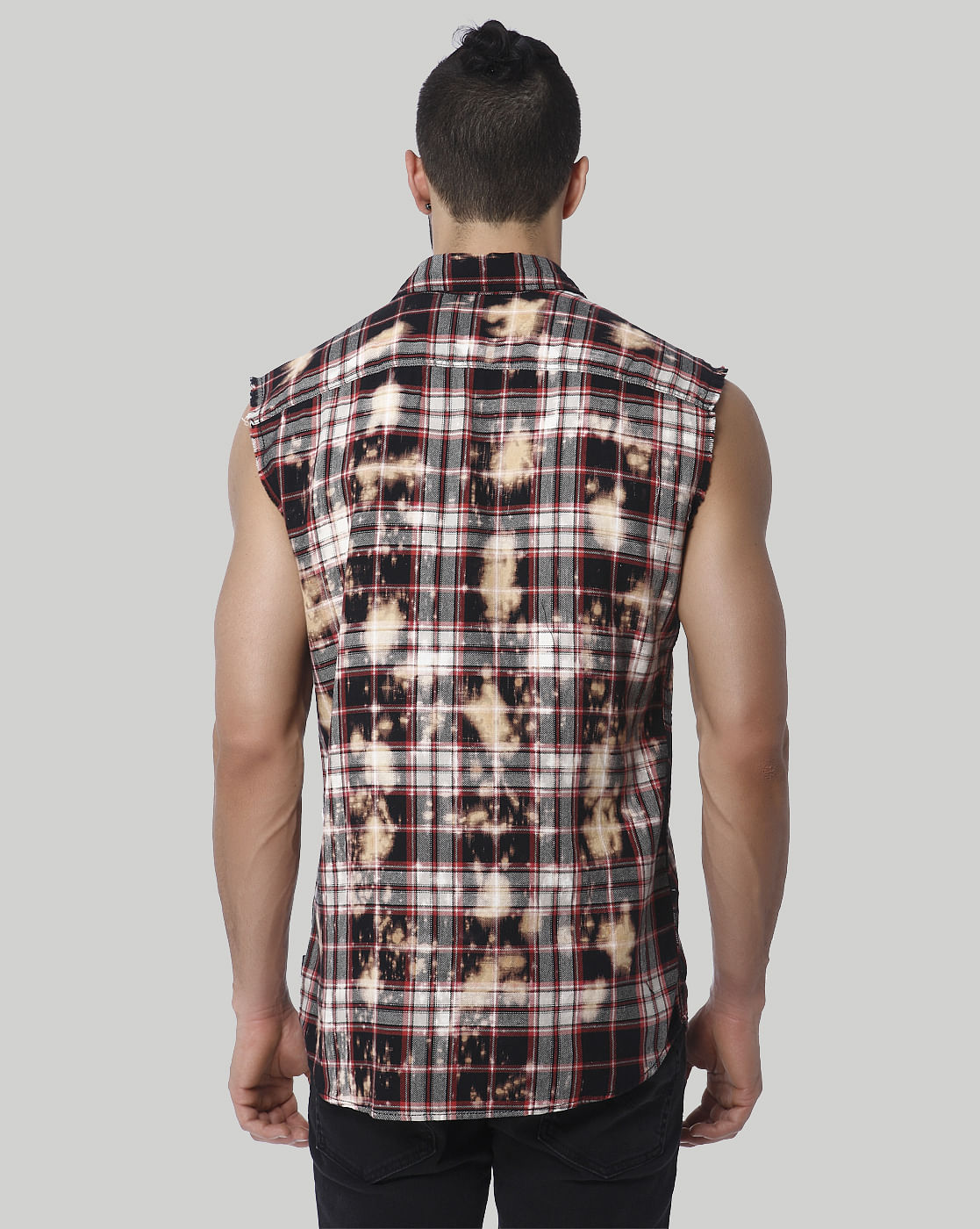 Red Check Sleeveless Shirt