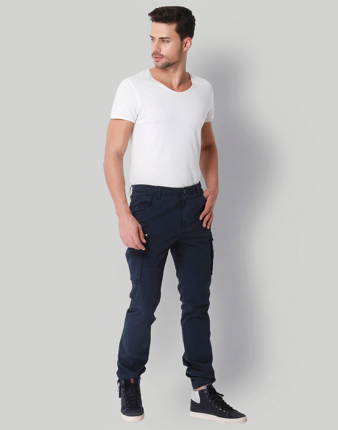 Blue Regular Fit Casual Pants