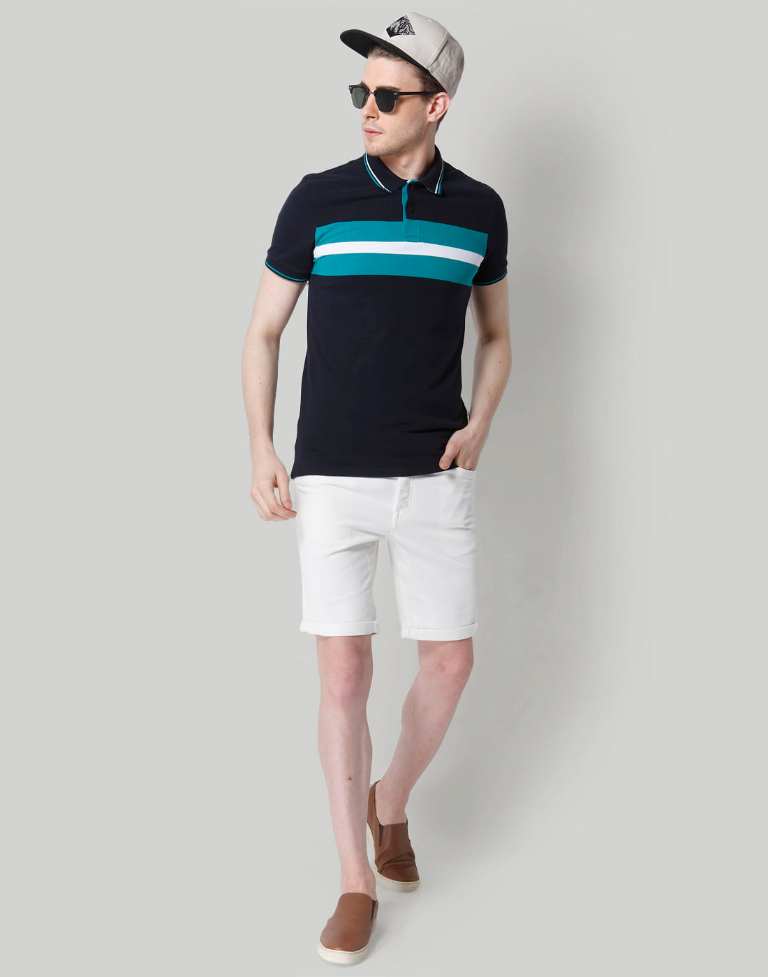 White Slim Fit Shorts
