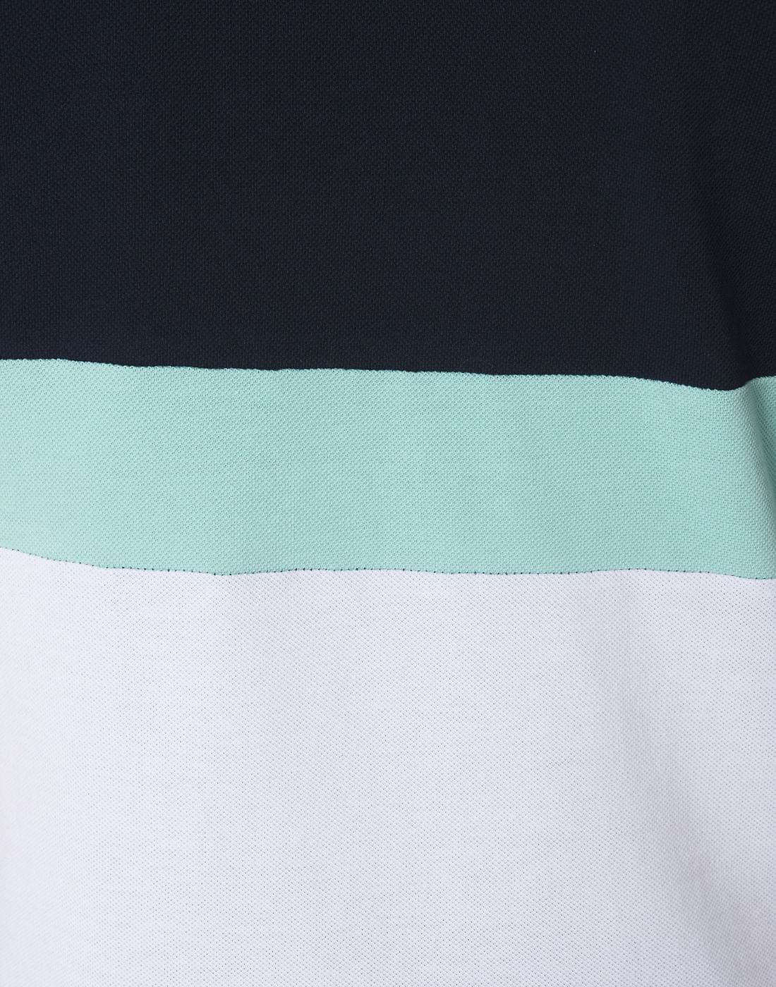 Navy Blue Colourblocked Polo Neck  T-Shirt